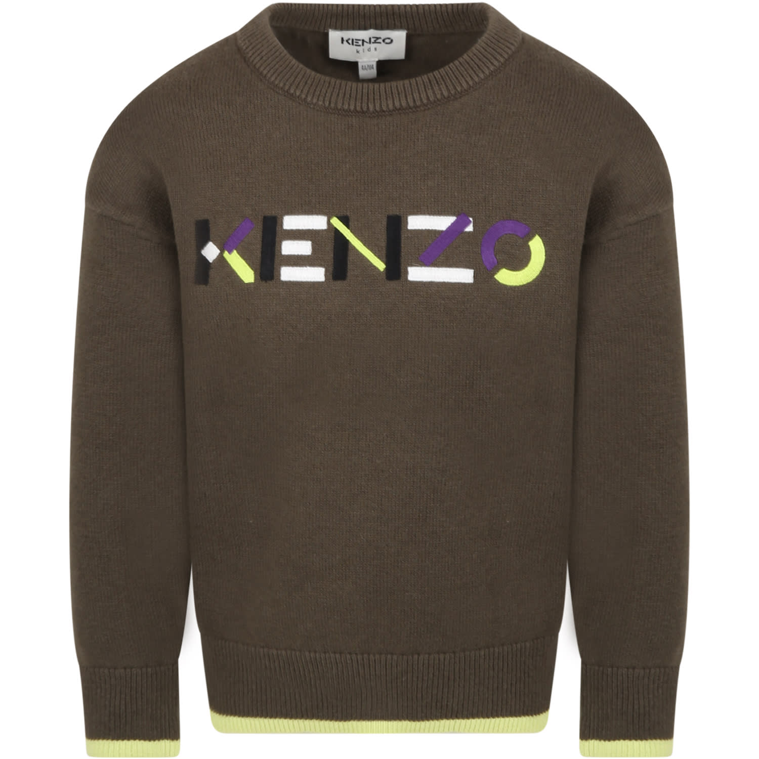 Kenzo Kids Green Sweater For Boy With Logo