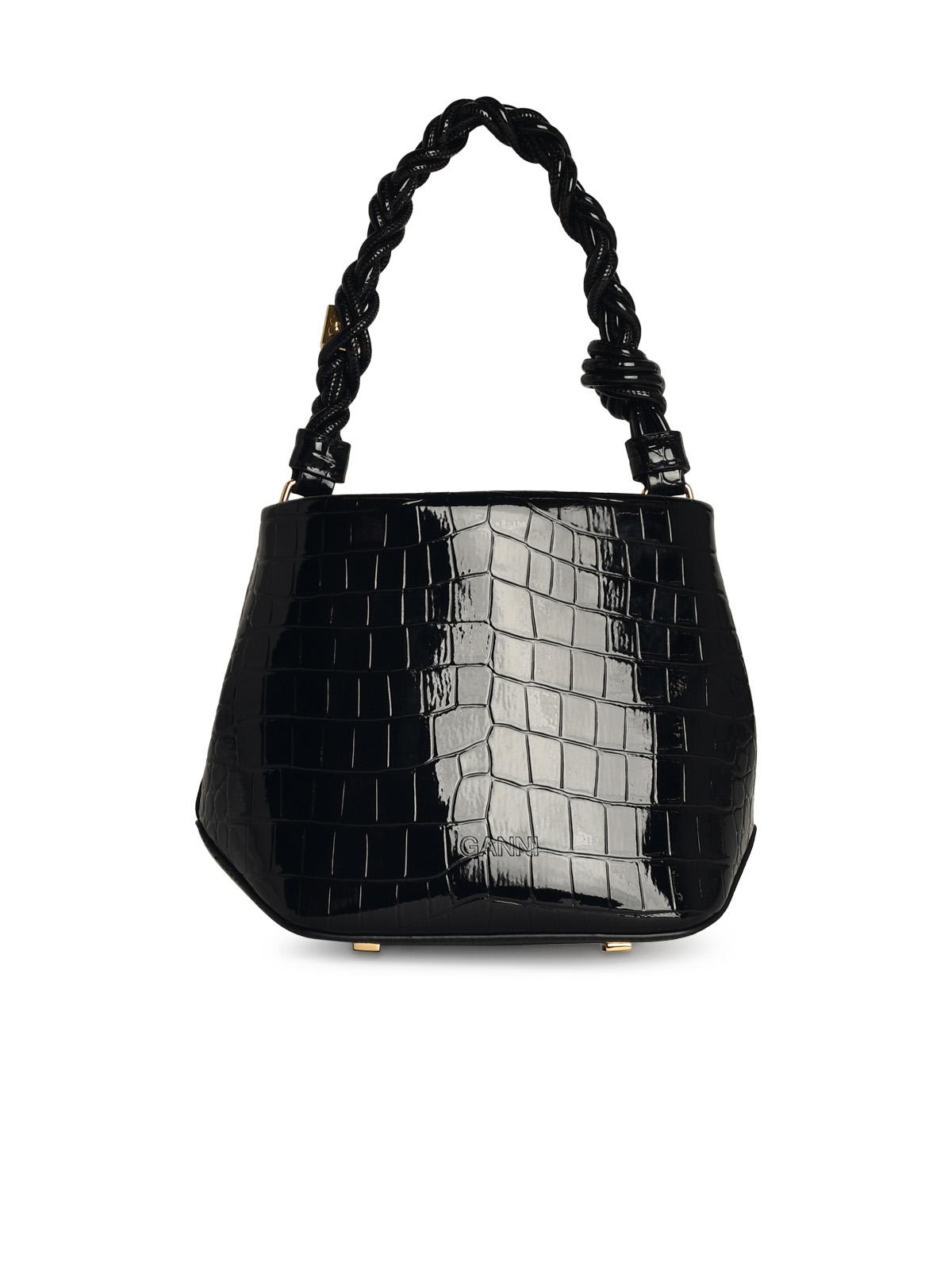 Shop Ganni Bou Cocco Bucket Bag In Black Recycled Leather Blend