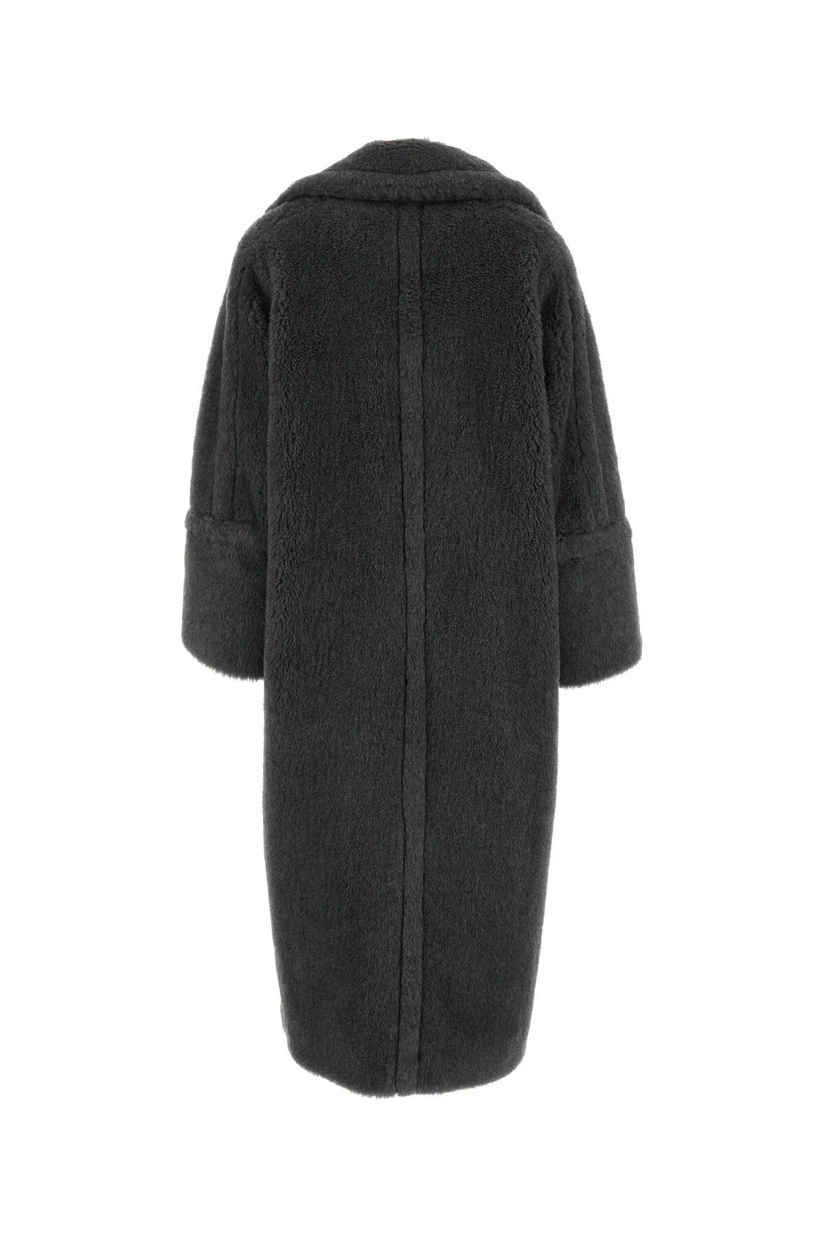 Shop Max Mara Dark Grey Teddy Fabric Kadiak Coat