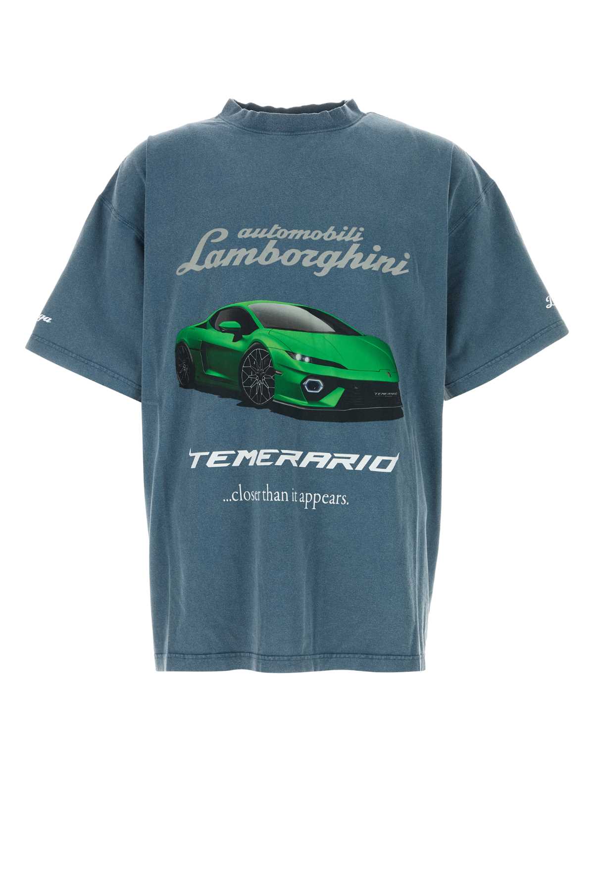 Balenciaga Lamborghini Oversized Printed Cotton-jersey T-shirt In Blue