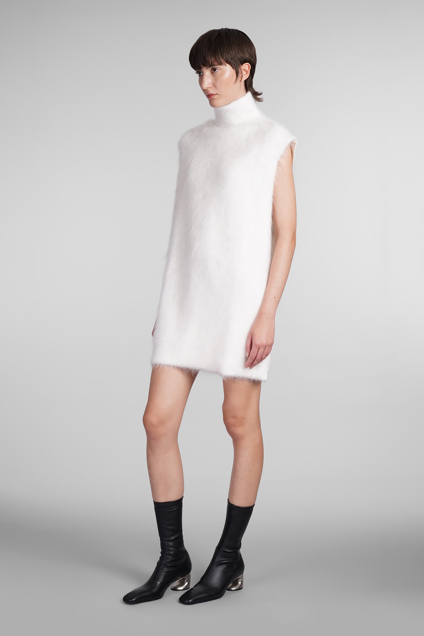 Shop Marni Dress In Beige Mohair