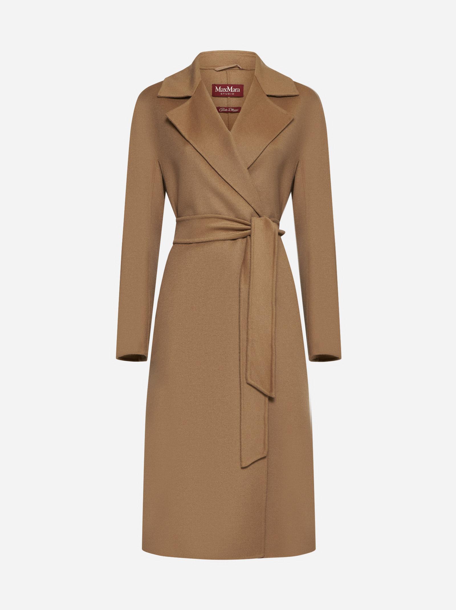 Shop Max Mara Cles Wool, Cashmere And Silk Coat In Sabbia