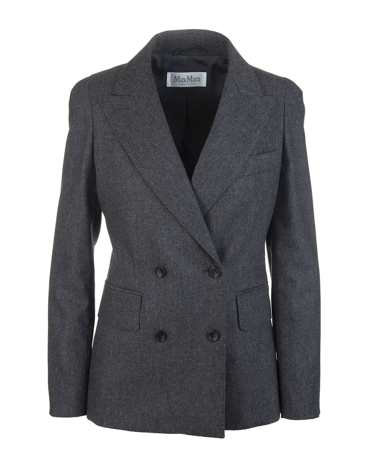 Max Mara Arad Jacket In Grey Flannel Wool And Cashmere