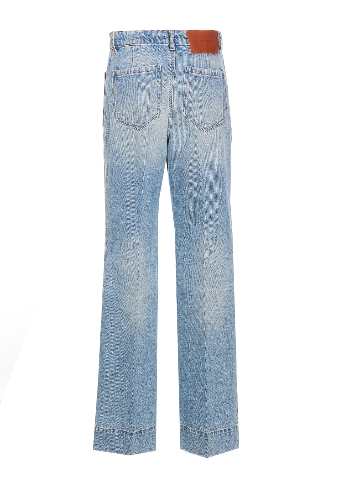 Victoria Beckham Alina Cropped Bootcut Jeans In Blue
