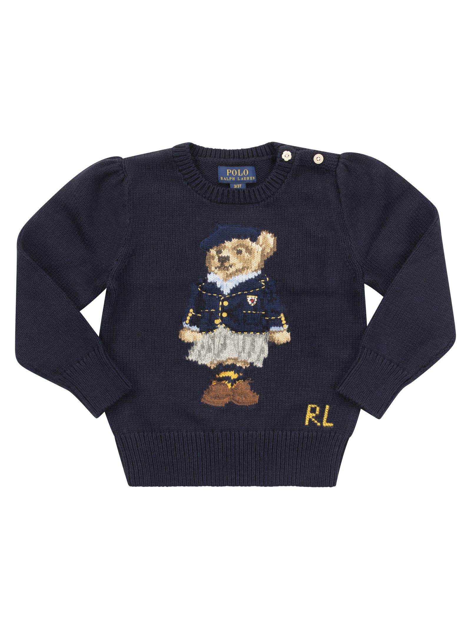 Polo Ralph Lauren Babies' Cotton-blend Jersey Polo Bear In Navy Blue