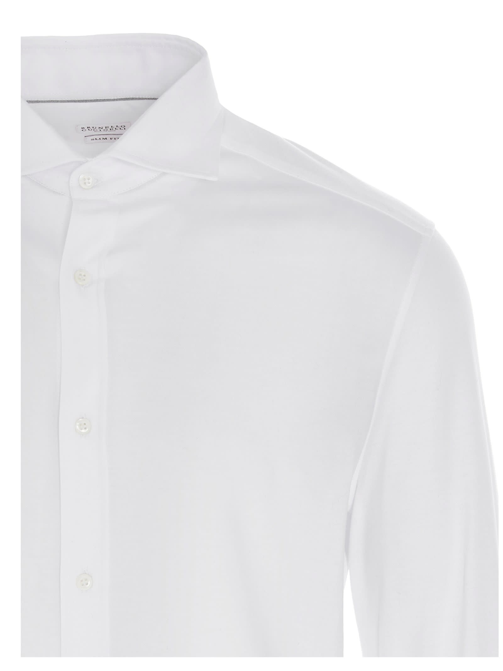 Shop Brunello Cucinelli Basic Cotton Shirt In White