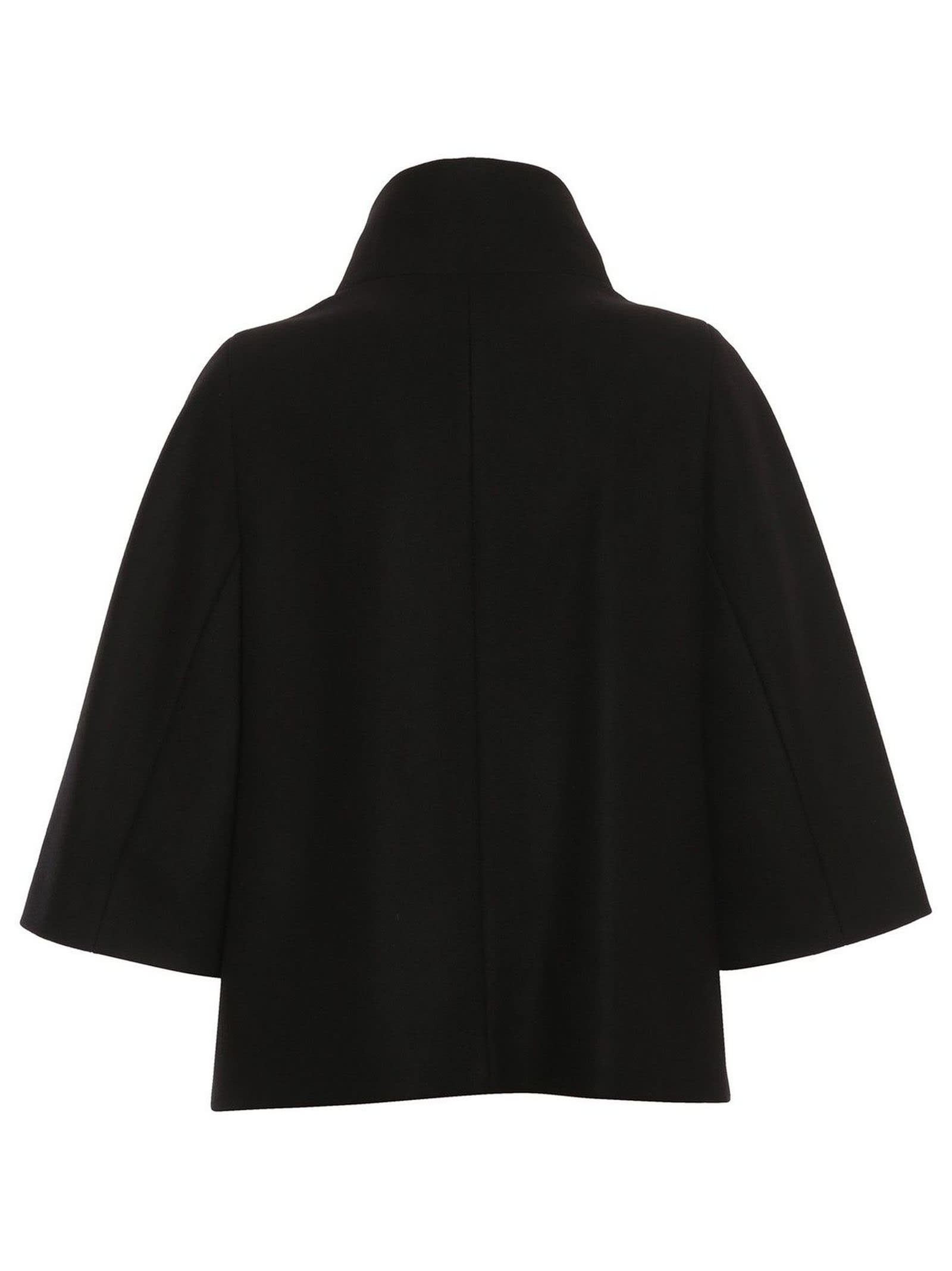 Shop Fay Black Wool Blend Fabric Cape In Nero