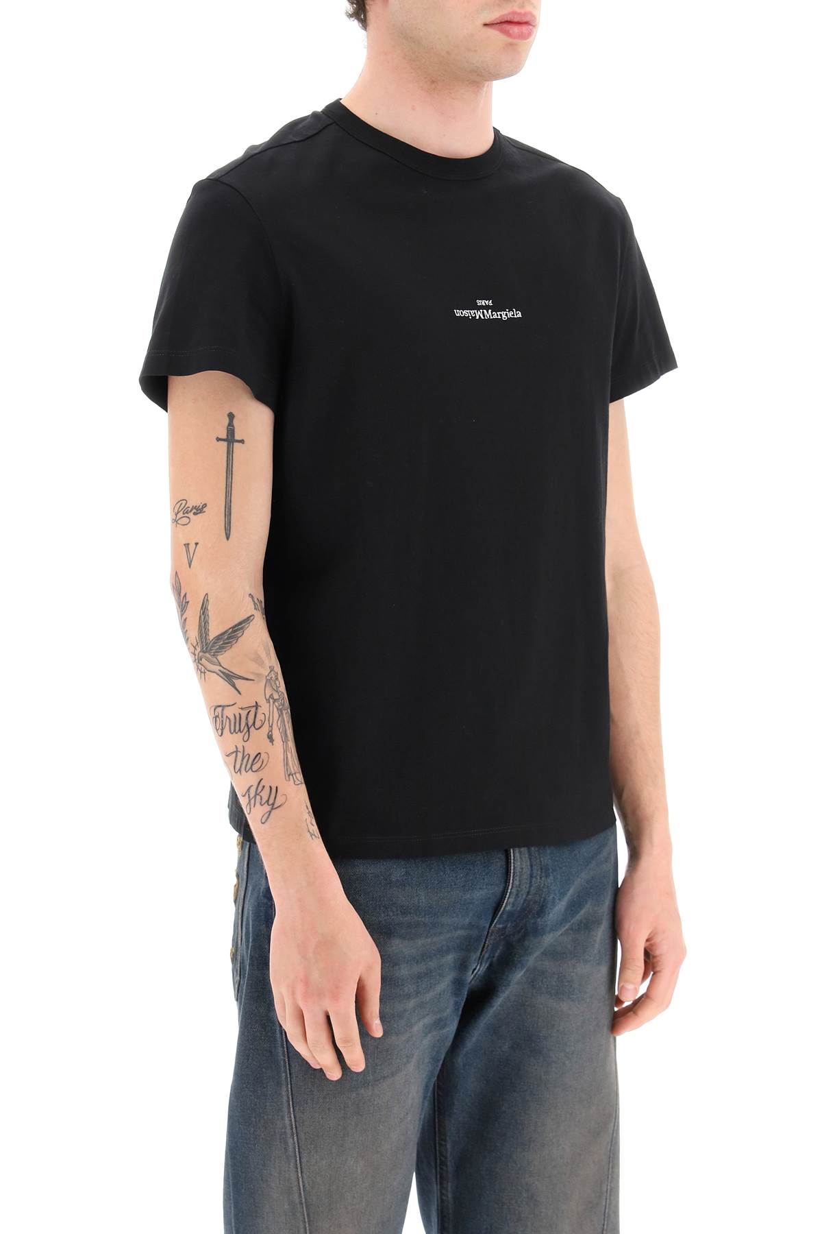 Maison Margiela Distorted Logo T-shirt In Black