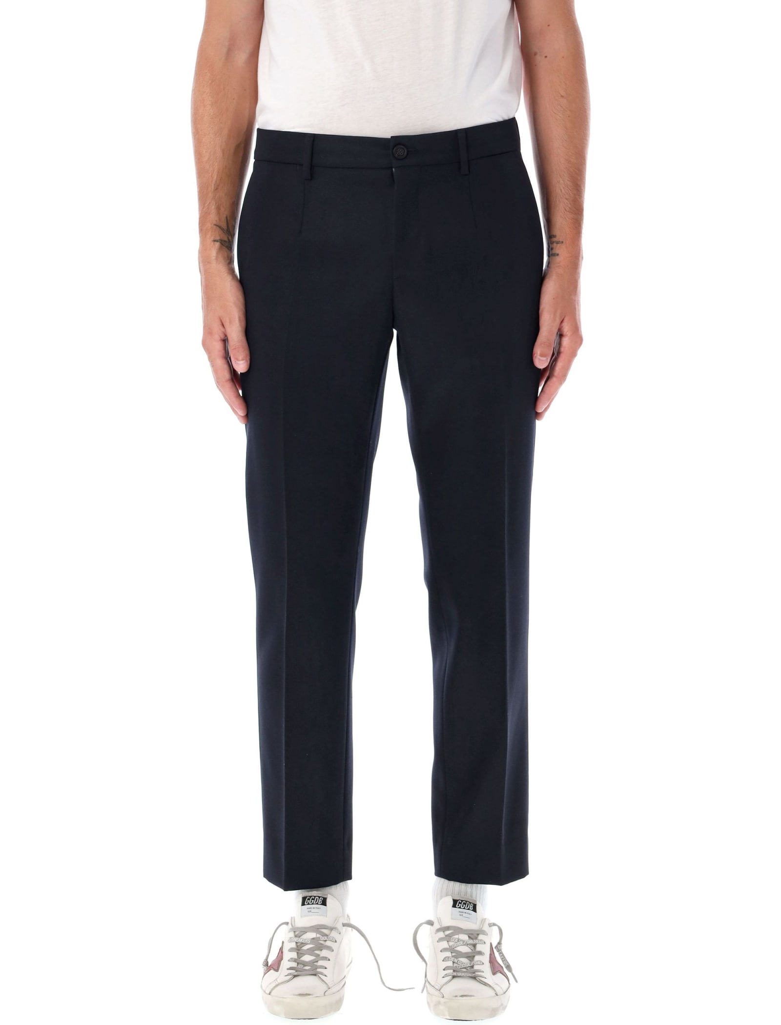 Shop Golden Goose Wool Pants In Navy