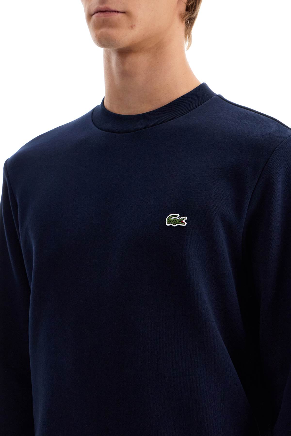 Lacoste Live Cotton Fleece Sweatshirt Navy Blue In Blue