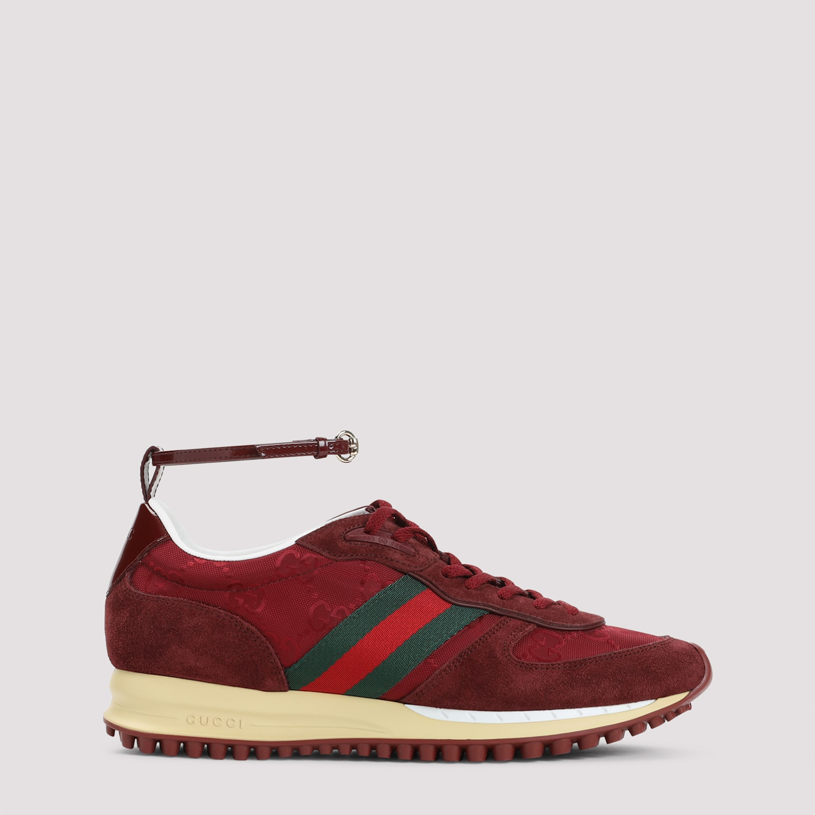 Gucci Vibrant Red Leather Sneakers In Multi
