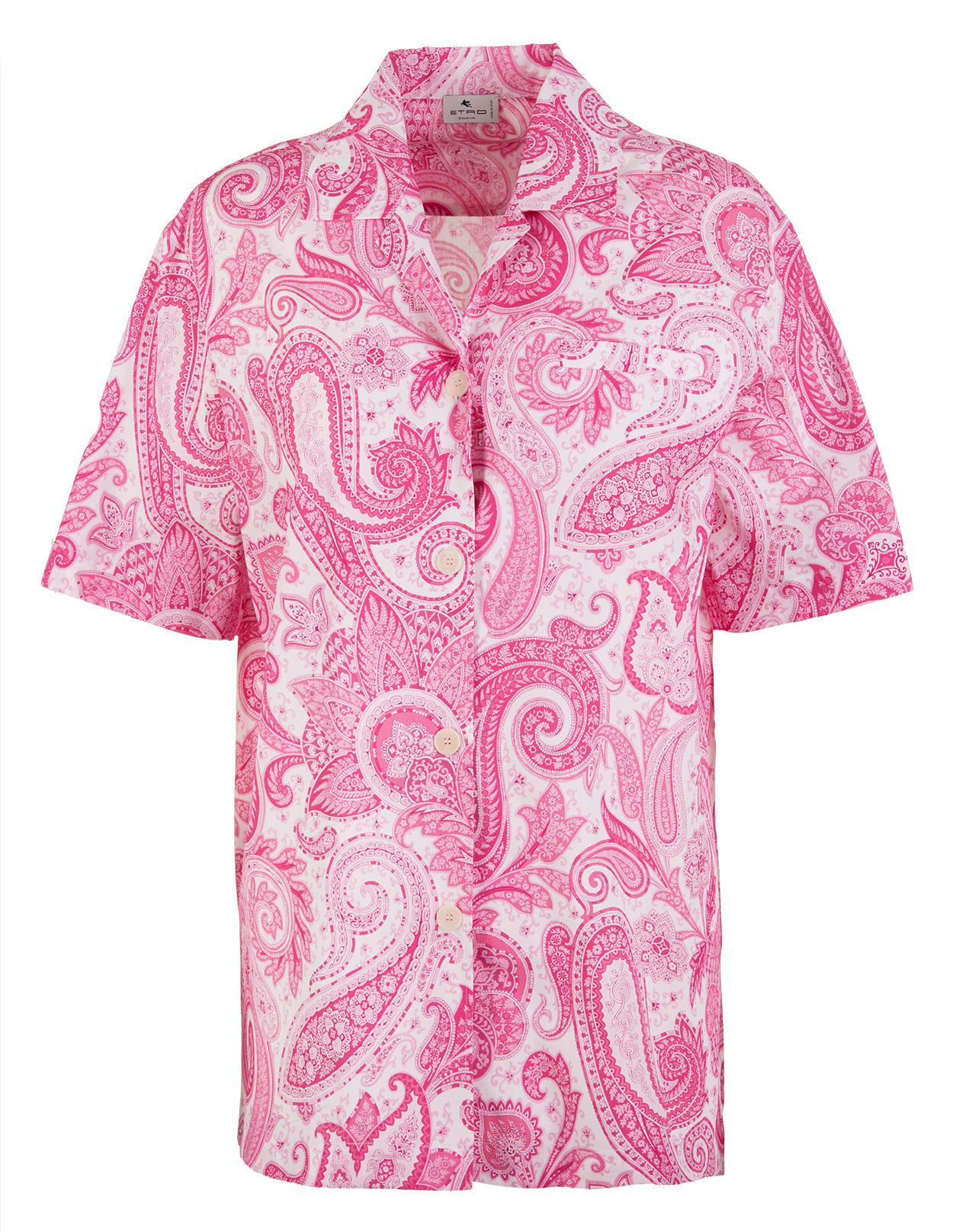 Etro Woman Pink Liquid Paisley Beach Short Sleeves Shirt