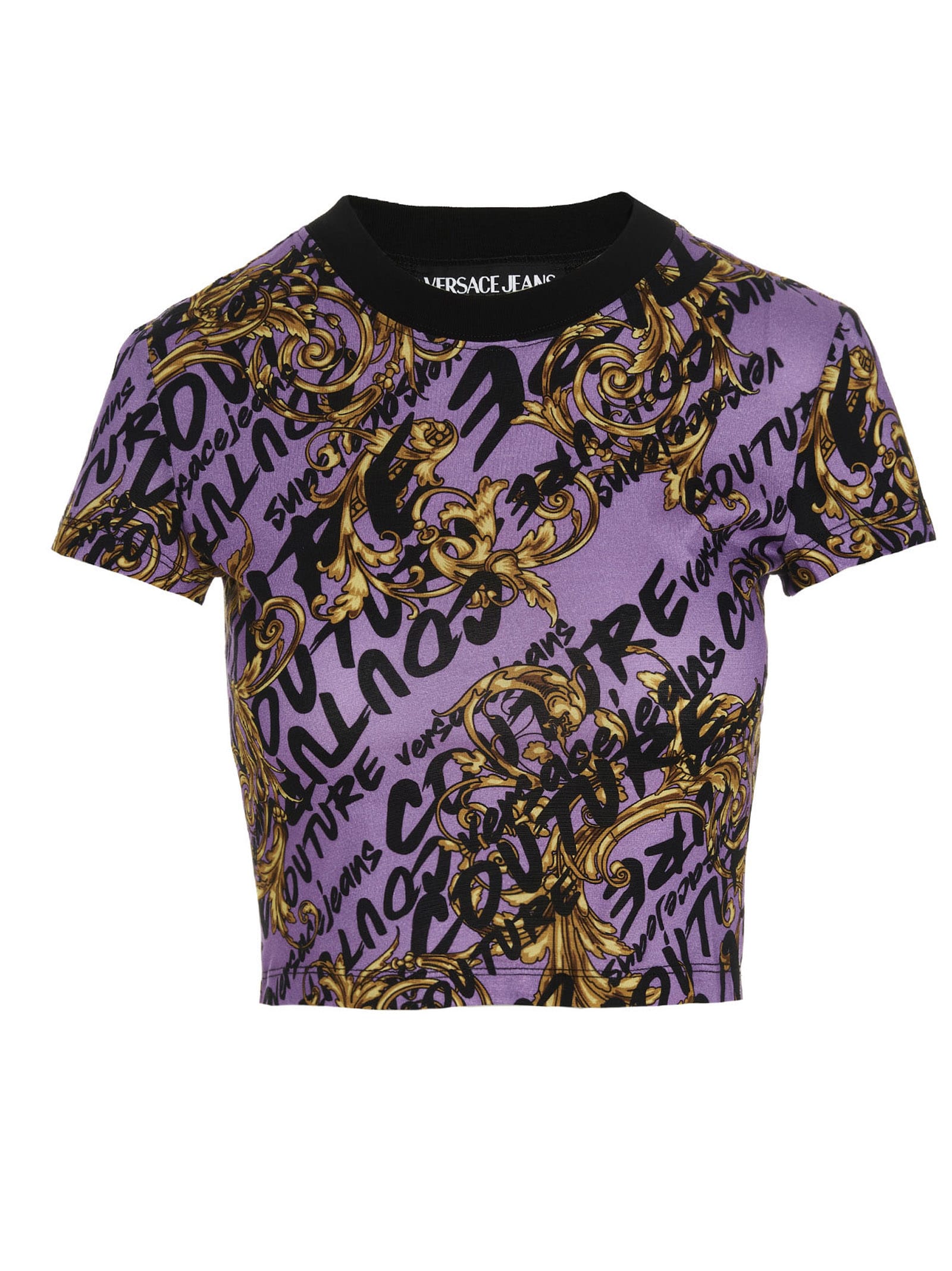 Versace Jeans Couture T-shirt Logo Brush In Purple