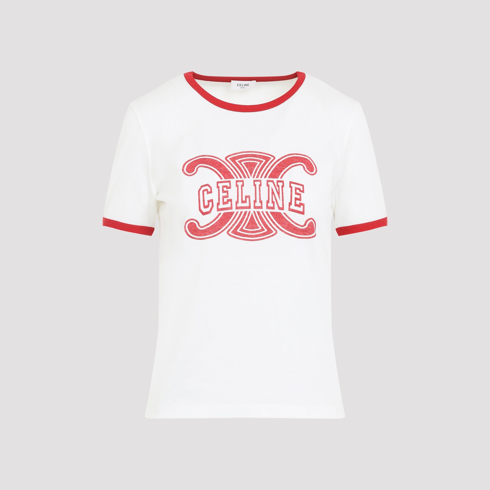 Celine Retro Inspired T-shirt Contrast Trim In White