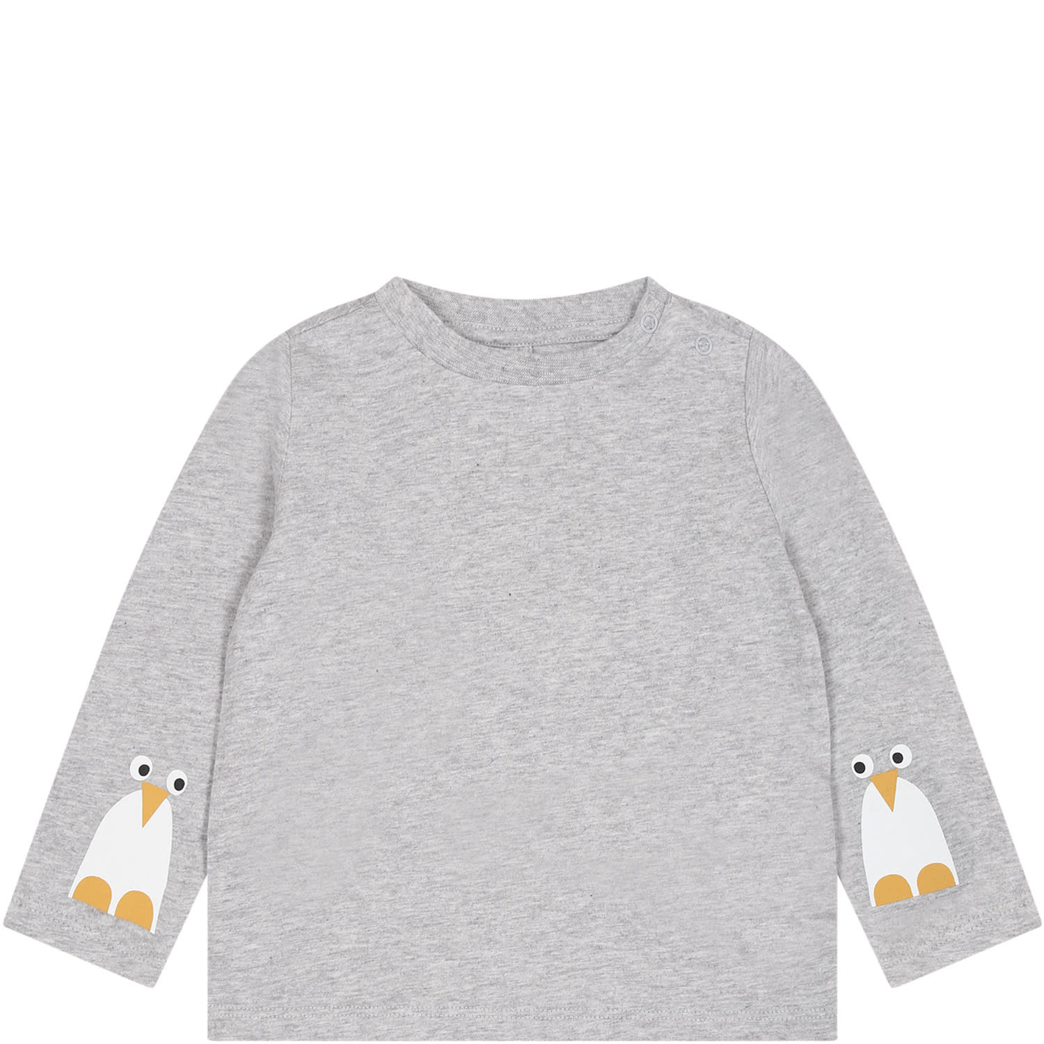 Stella Mccartney Black T-shirt For Baby Boy With Logo And Print In Grey