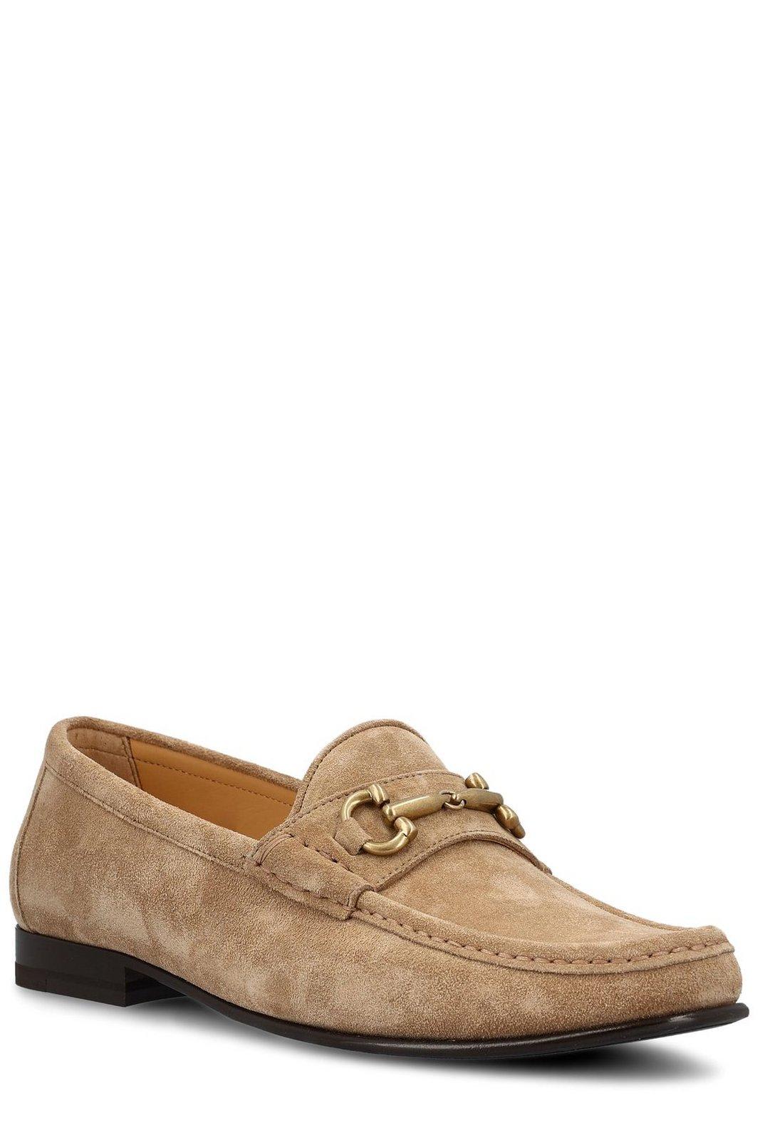 Shop Brunello Cucinelli Block Heel Metal Detail Loafers In Brown