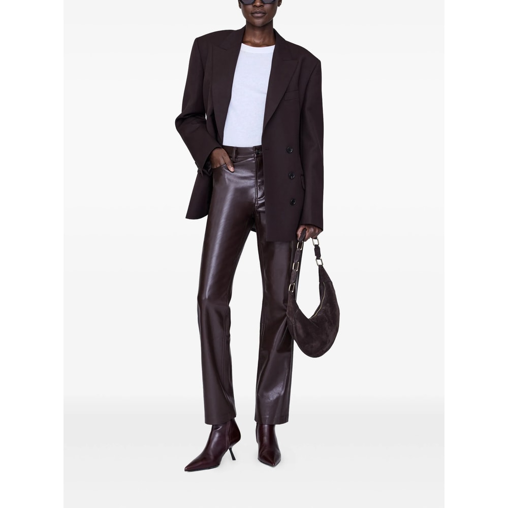 Anine Bing Pantaloni Bruno Donna Marrone Scuro In Black