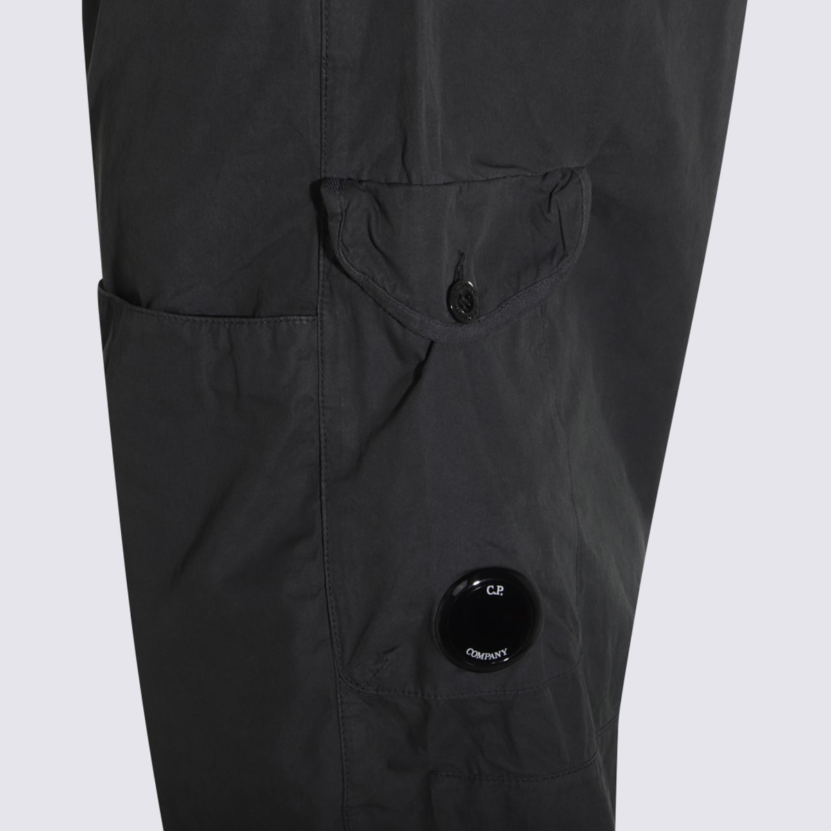 C.p. Company Utility Cargo Trousers Drawstring Hem In Black