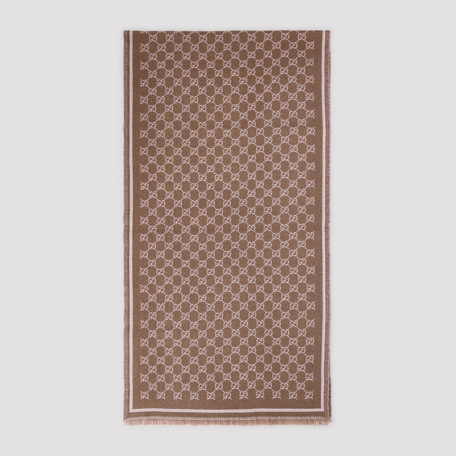 Gucci Brown Signature Pattern Scarf In Multi
