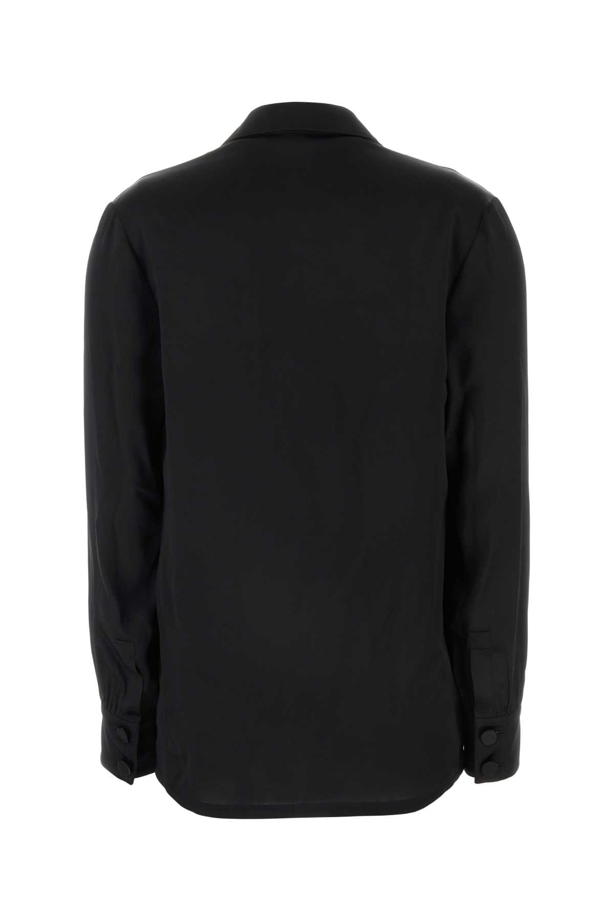 Shop Saint Laurent Black Satin Pyjamas Shirt In Noir