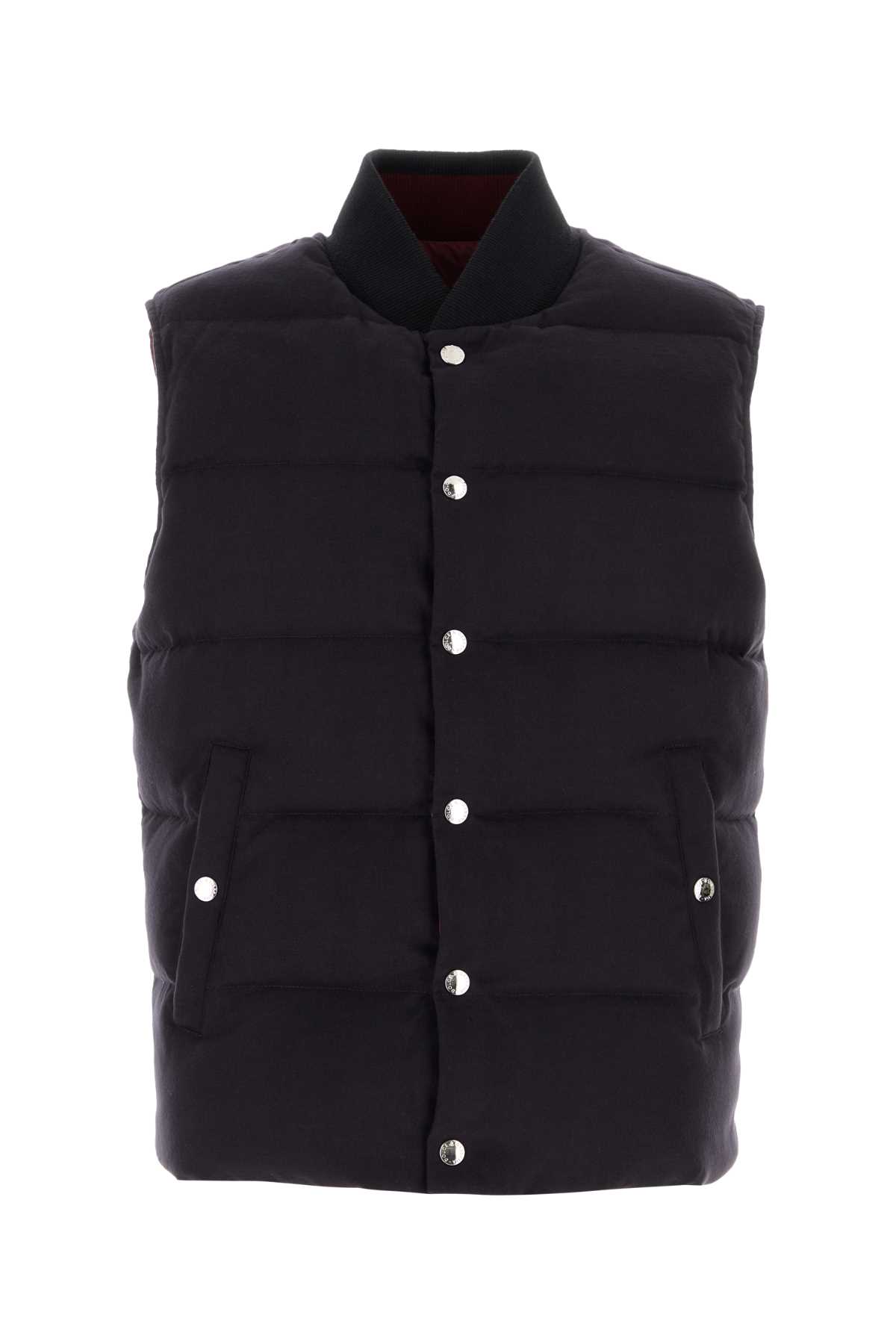 Dolce & Gabbana Quilted Sleeveless Reversible Ribbed Collar Jacket In Black