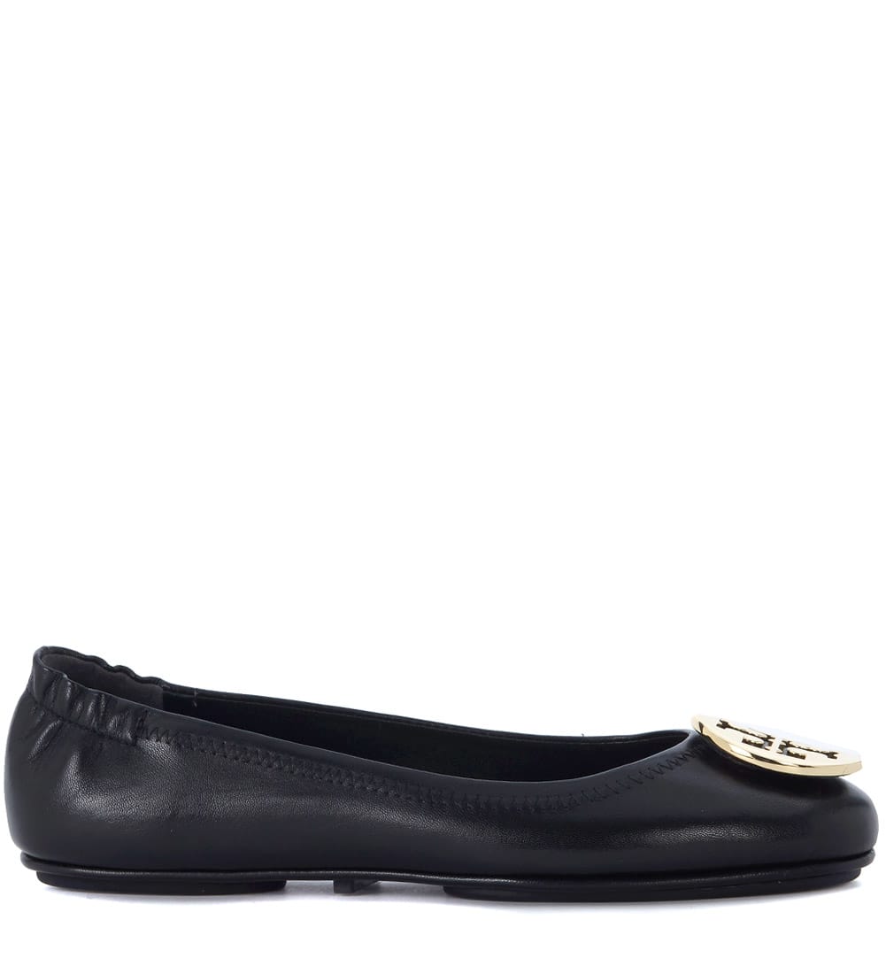 Tory Burch Minnie Travel Black Nappa Leather Flat