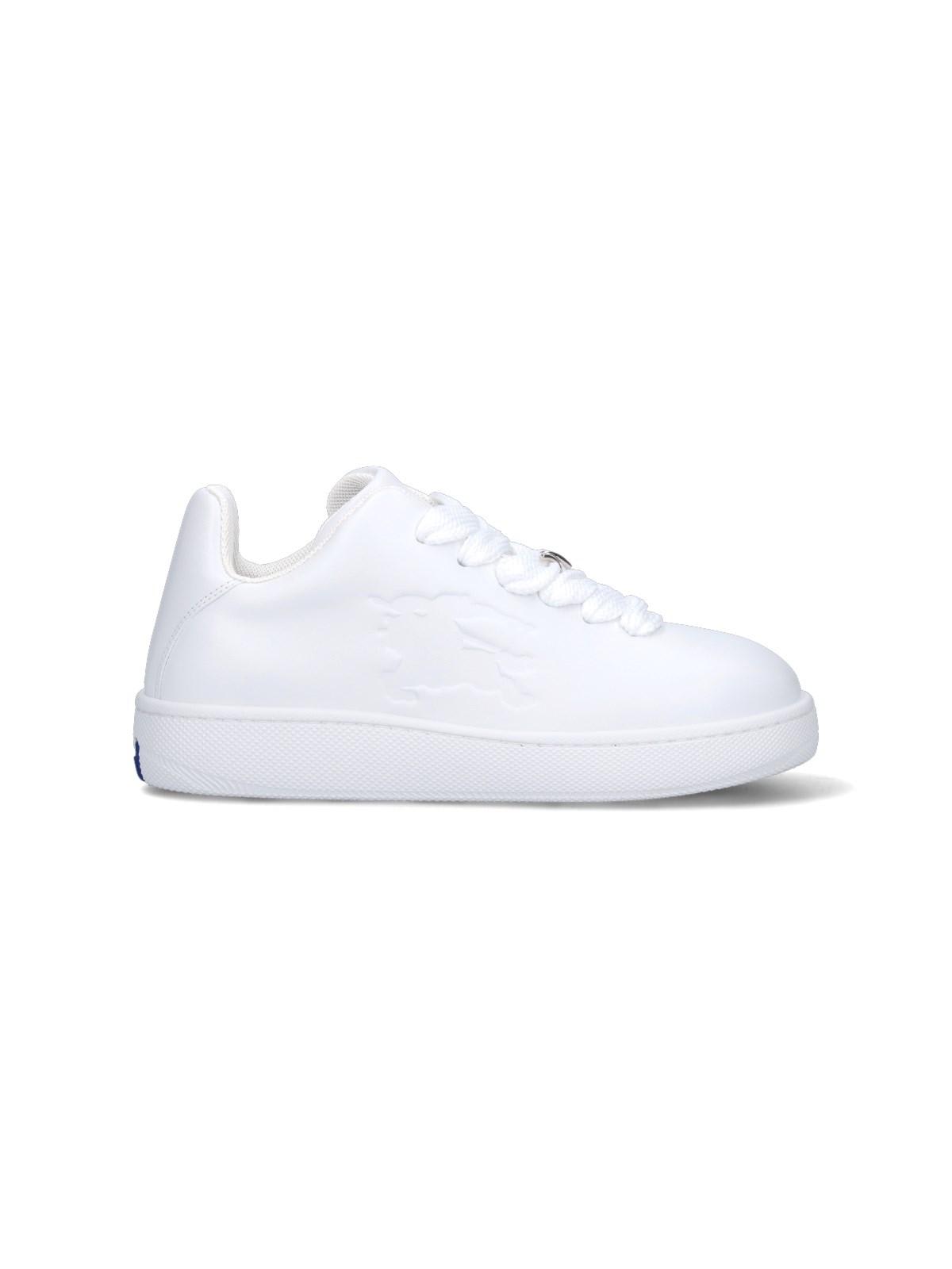 Shop Burberry Box Sneakers In White