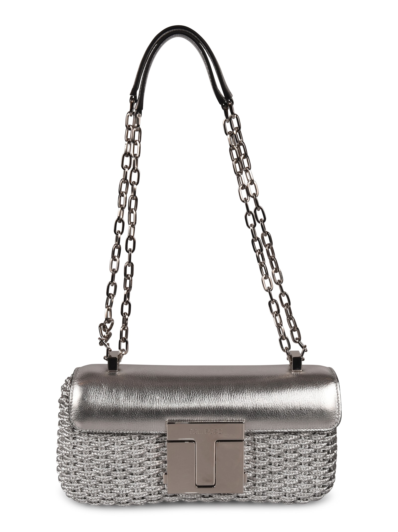 Tom Ford Flap Front Woven Chain Shoulder Bag