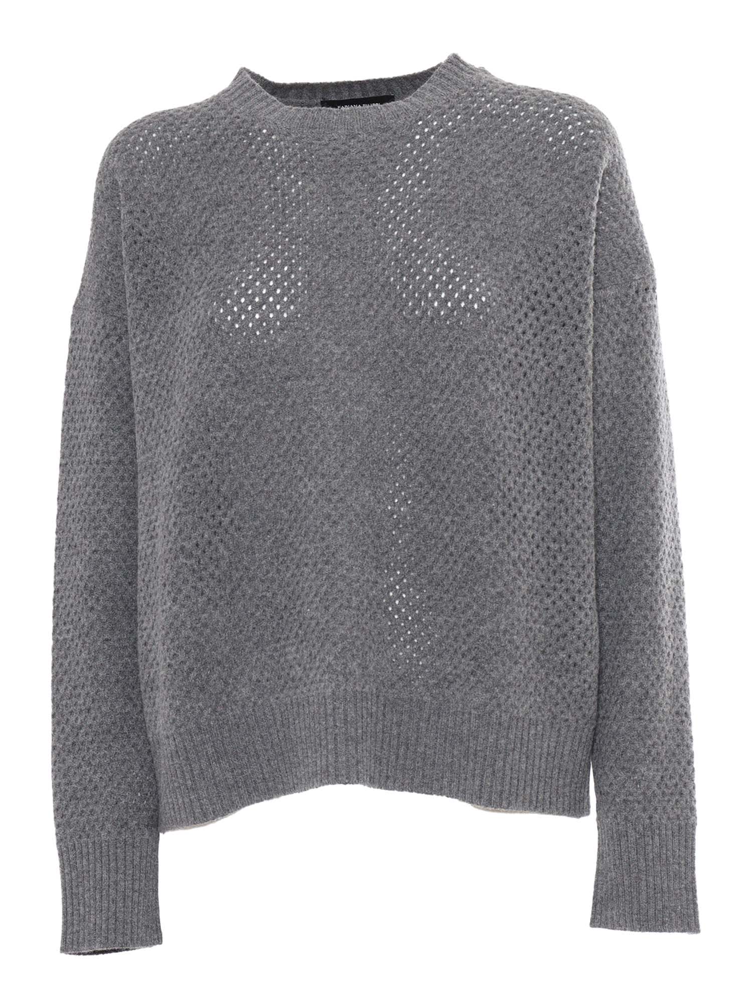 Shop Fabiana Filippi Mesh Crew Neck Sweater In Grey