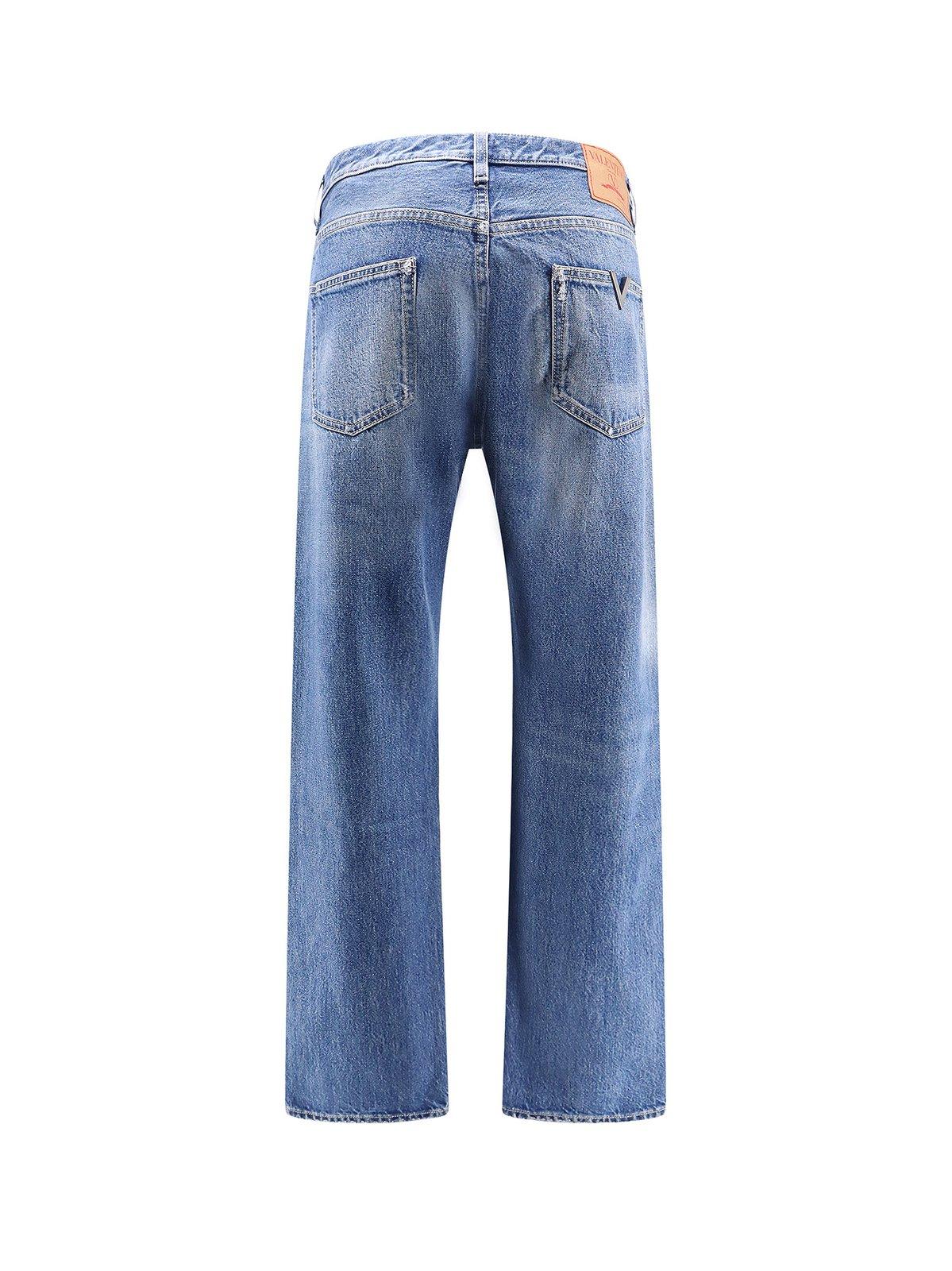 Shop Valentino Straight-leg Jeans In Blue