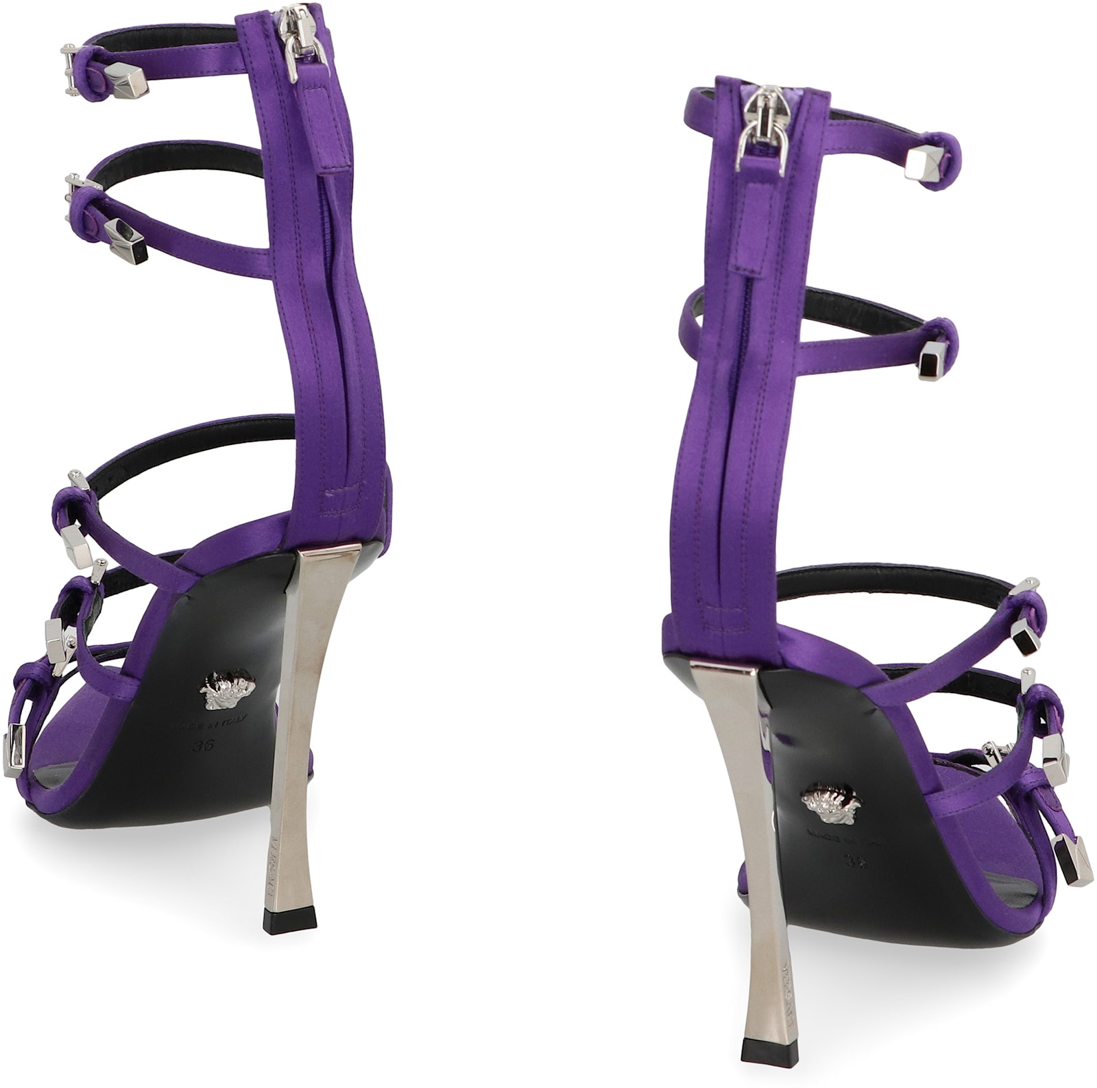 Shop Versace Pin-point Heeled Sandals In Purple