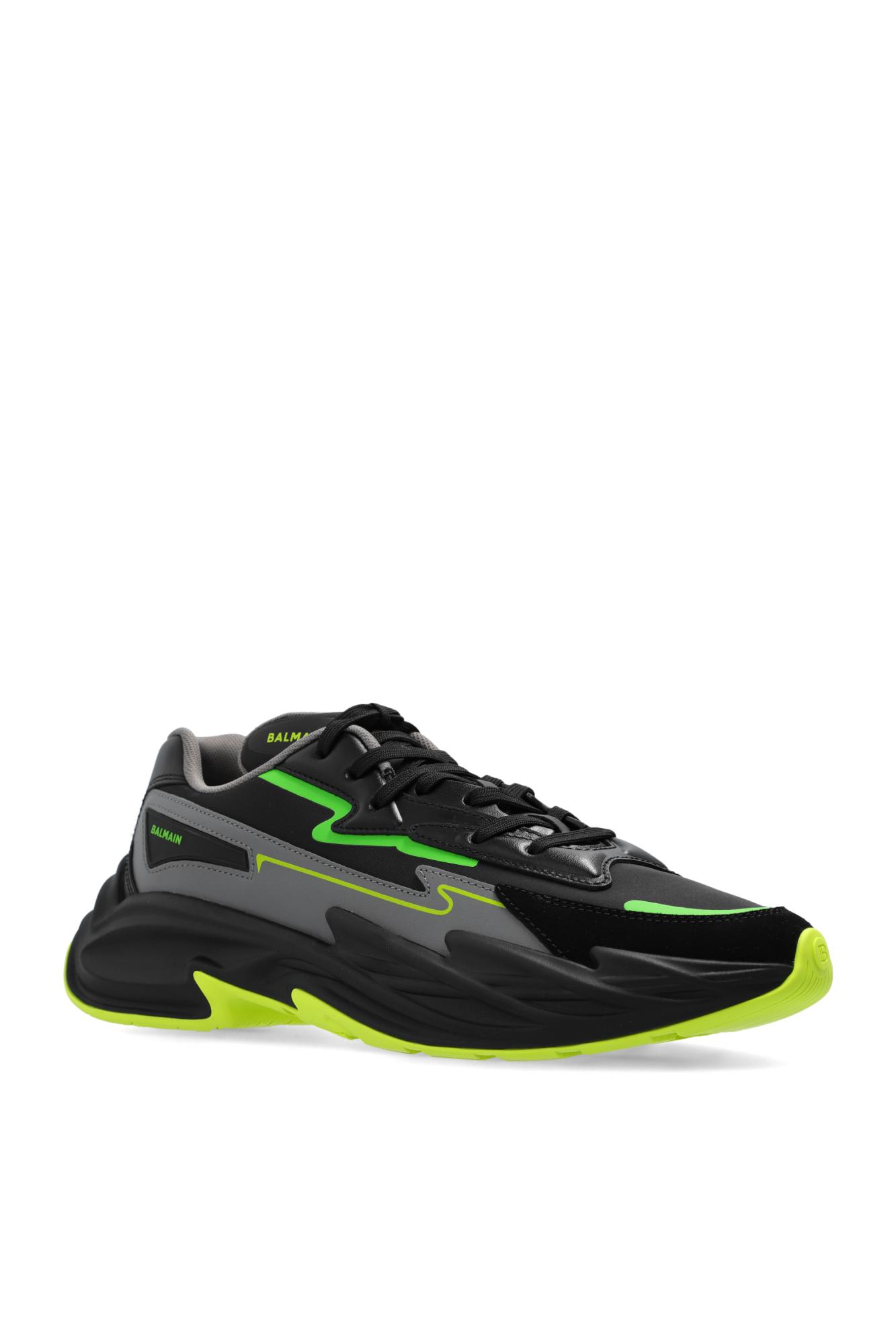 Balmain Sports Shoes In Eff Noir Vert Fluo