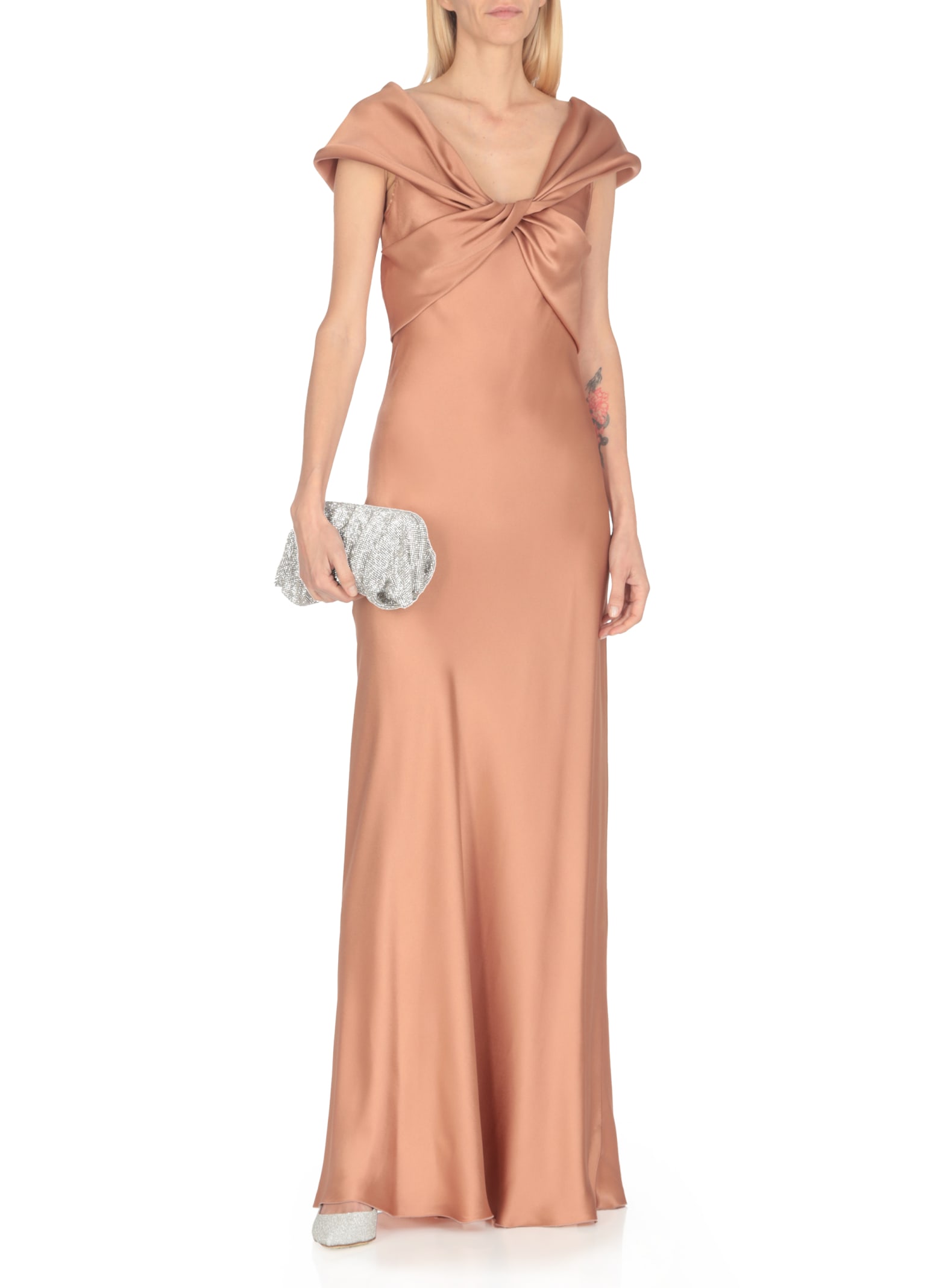 Shop Alberta Ferretti Silk Blend Dress In Pink