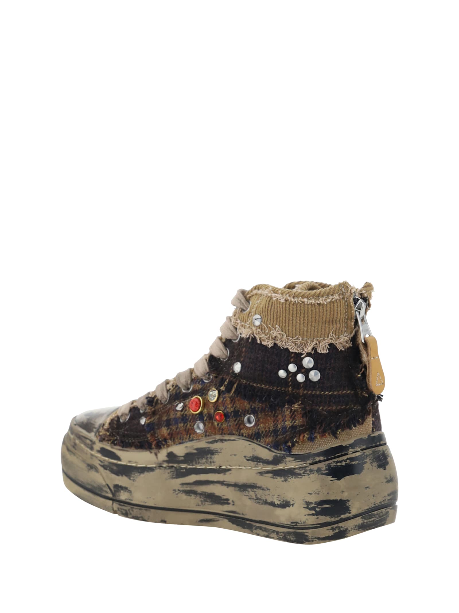 Shop R13 Sneakers In Plaid Patchwork