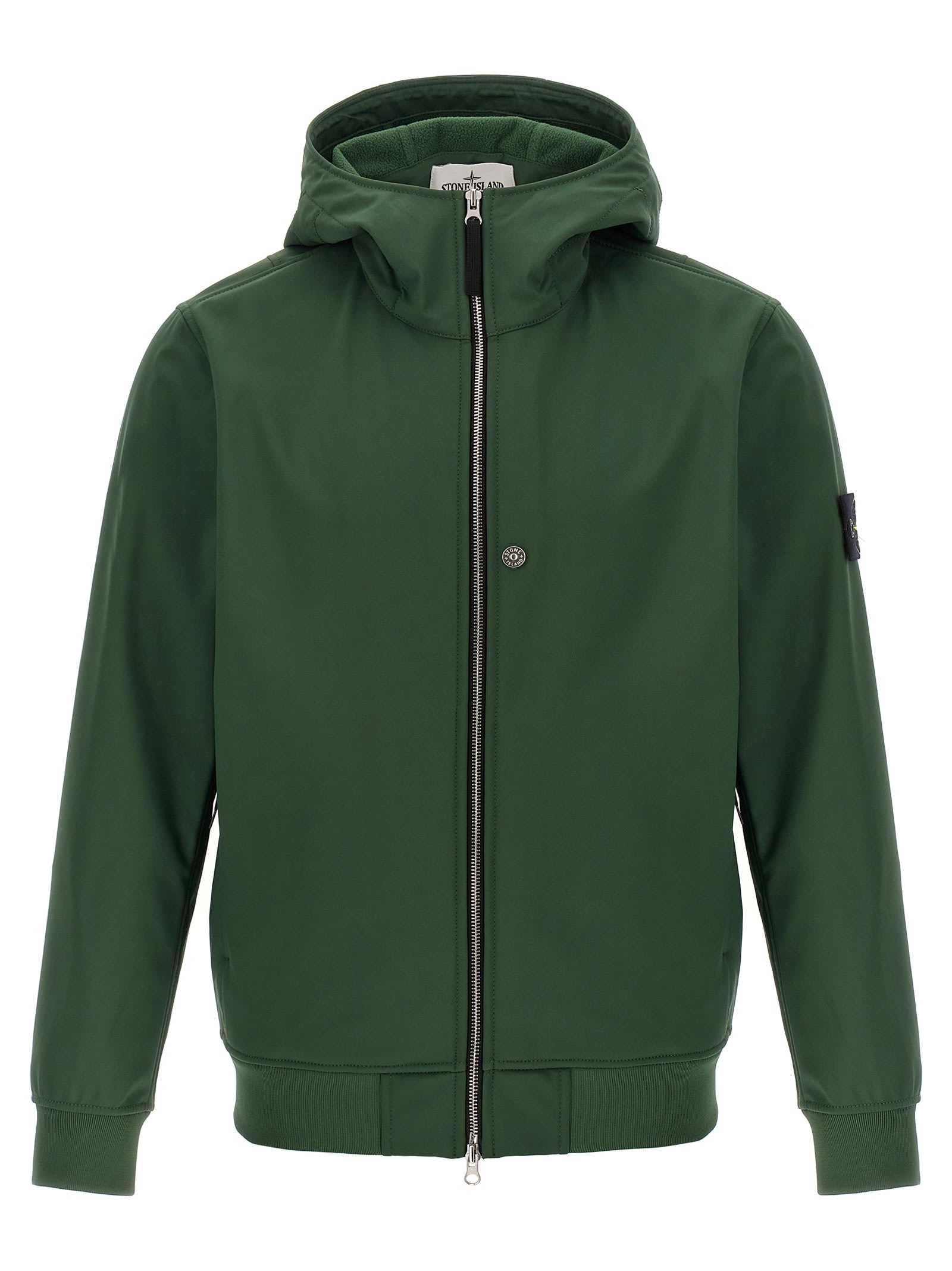 Stone Island Q100004 Hooded Zip-front Jacket In Green