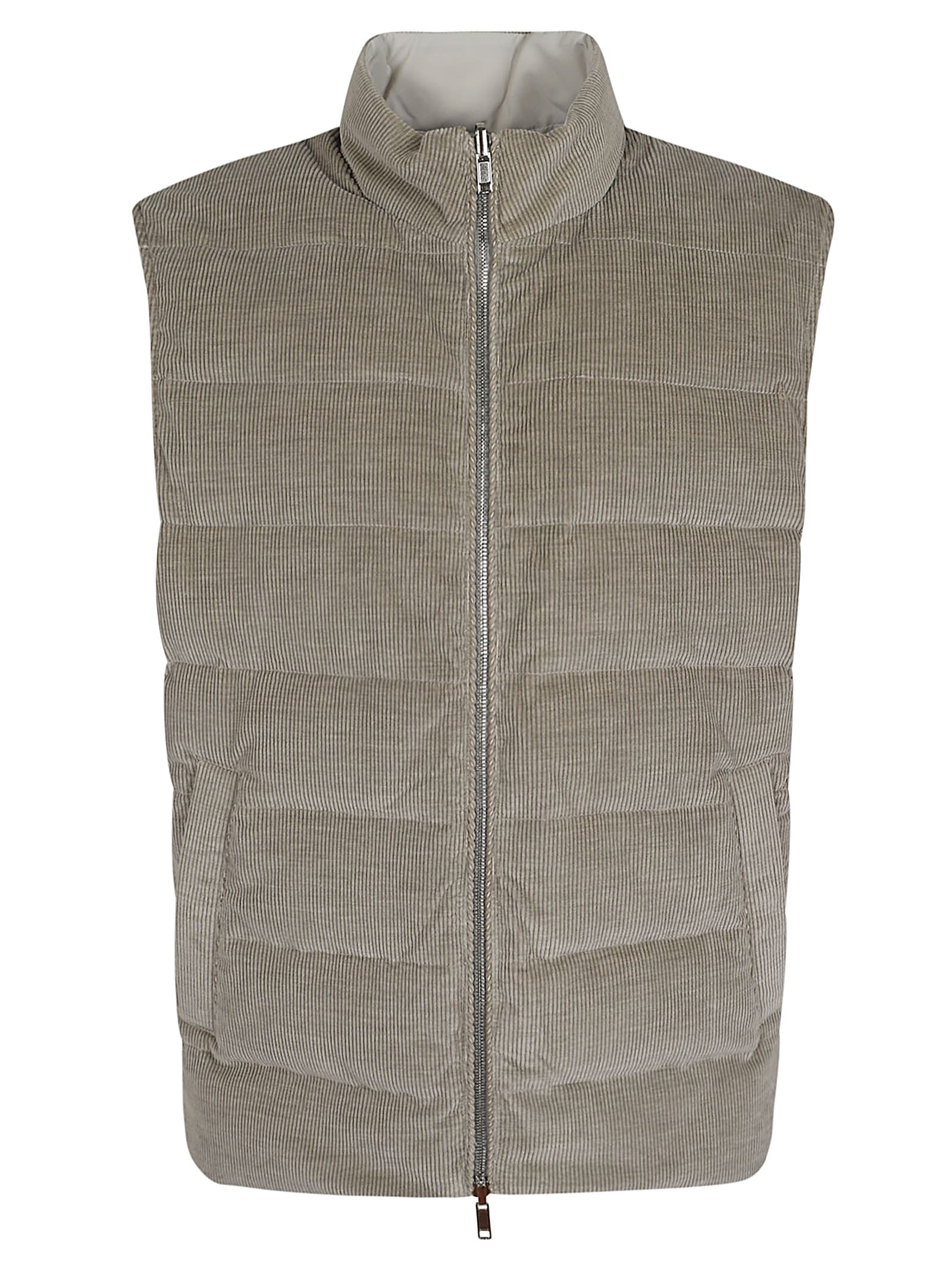 Shop Eleventy Reversible Vest In Sage Sand