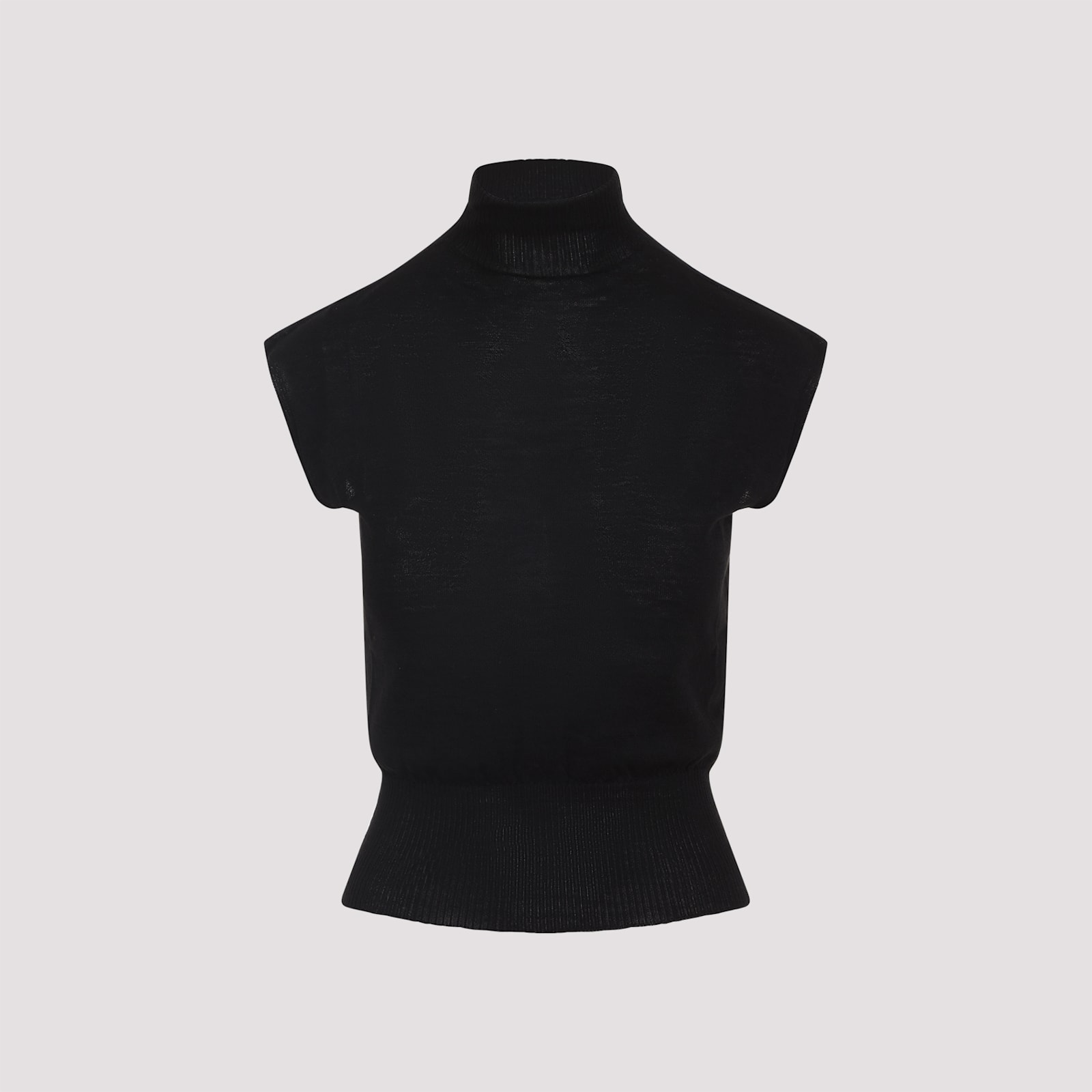 Rick Owens Short Sleeves Turtle Neck Top In Black