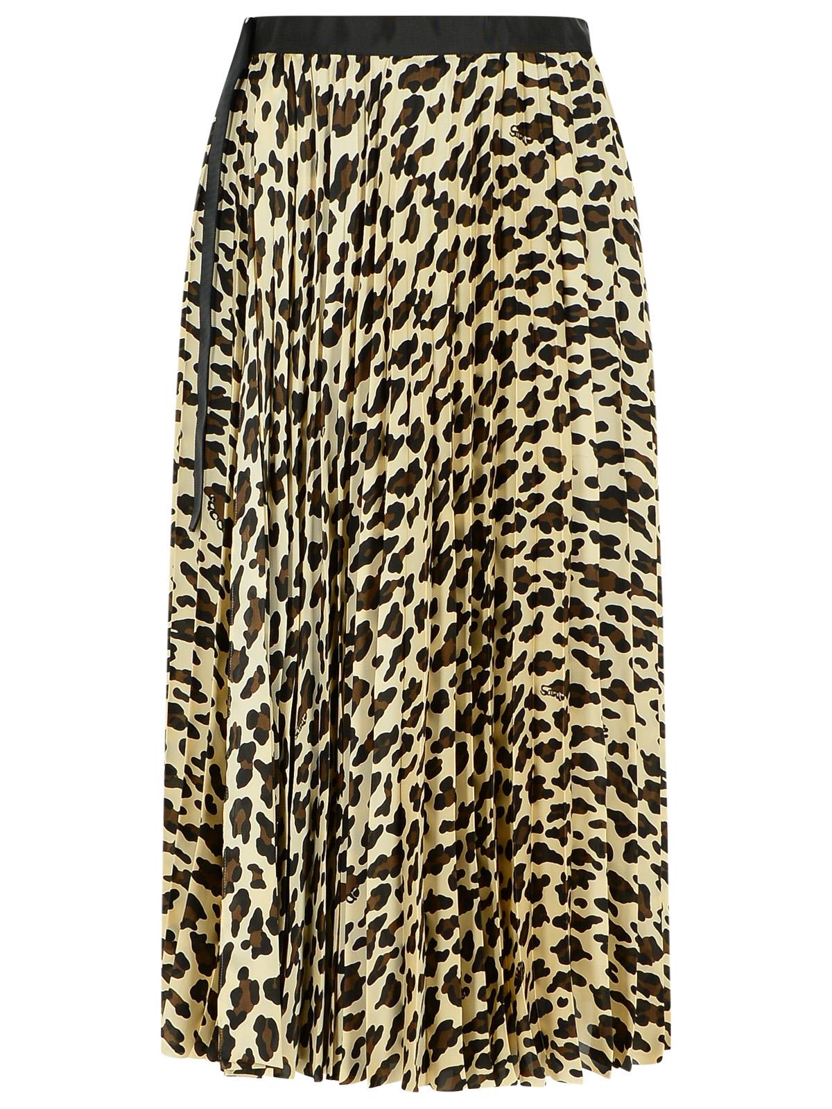 Sacai Asymmetrical Leopard Print Skirt With Adjustable Belt