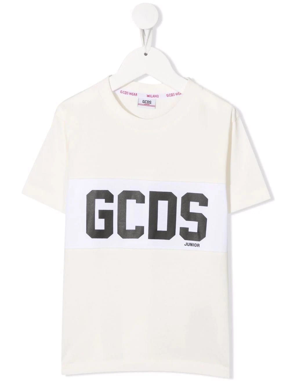 GCDS Mini Kids White T-shirt With Gcds Logo Band