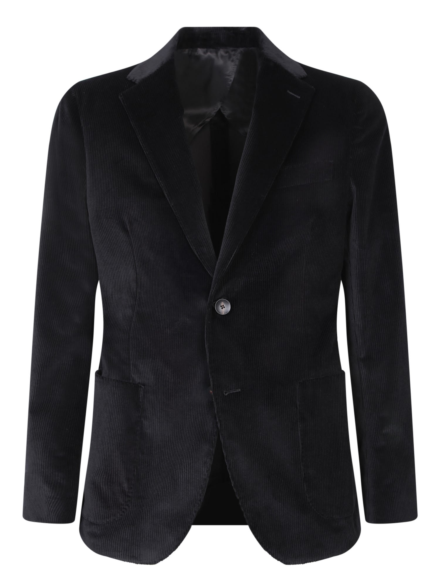 Shop Lardini Black Velvet Jacket