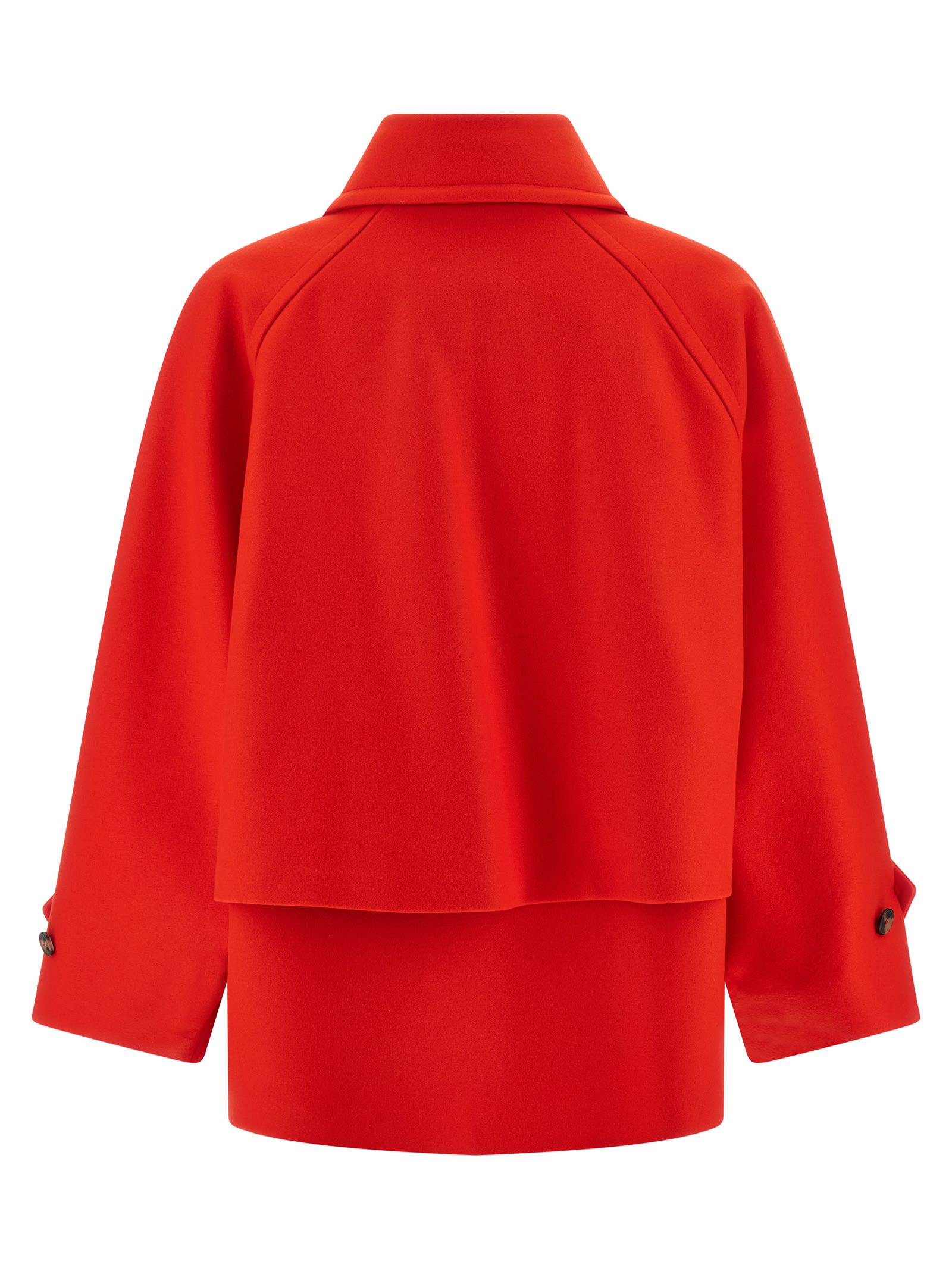 Alberto Biani Collared Neck Coat With Buttoned Cuffs And Front Pockets In Red