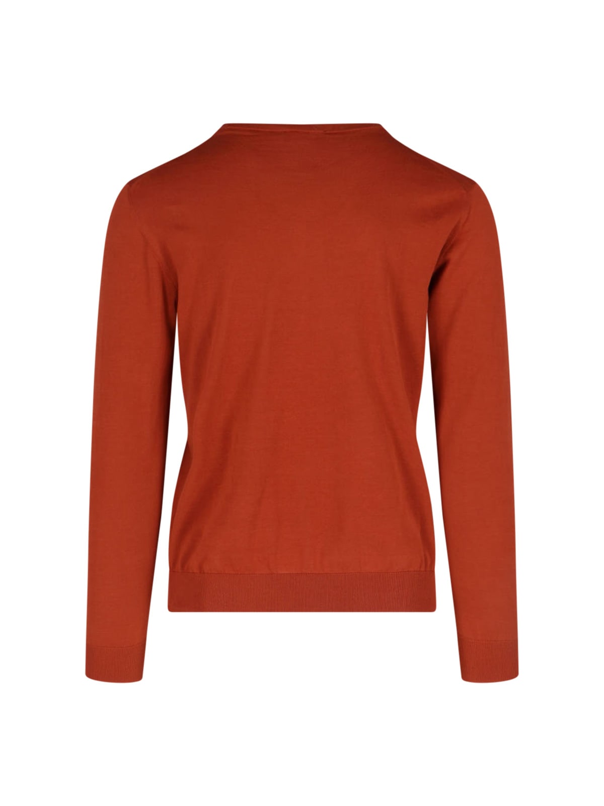 Drumohr Ribbed V-neck Sweater With Long Sleeves In Orange