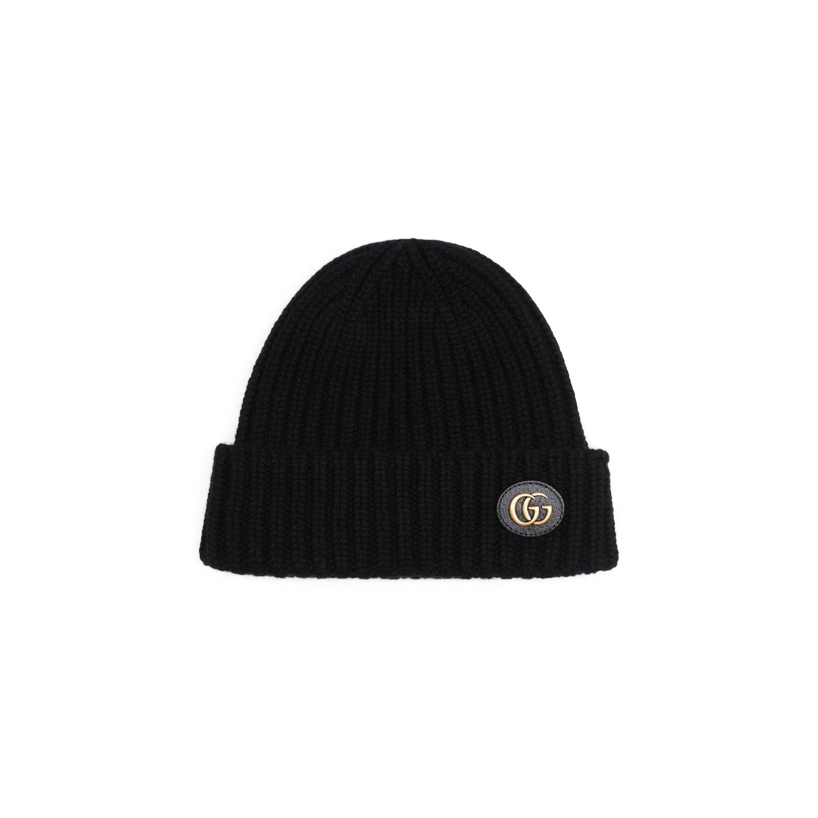 Shop Gucci Double G Knitted Beanie In Black