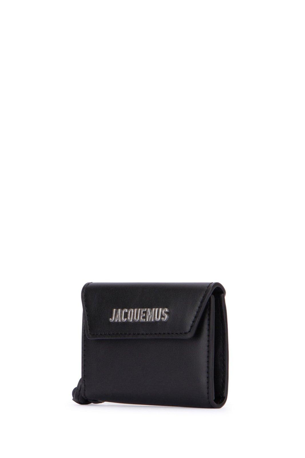 Shop Jacquemus Logo Lettering Neck Strapped Wallet In 990 Black