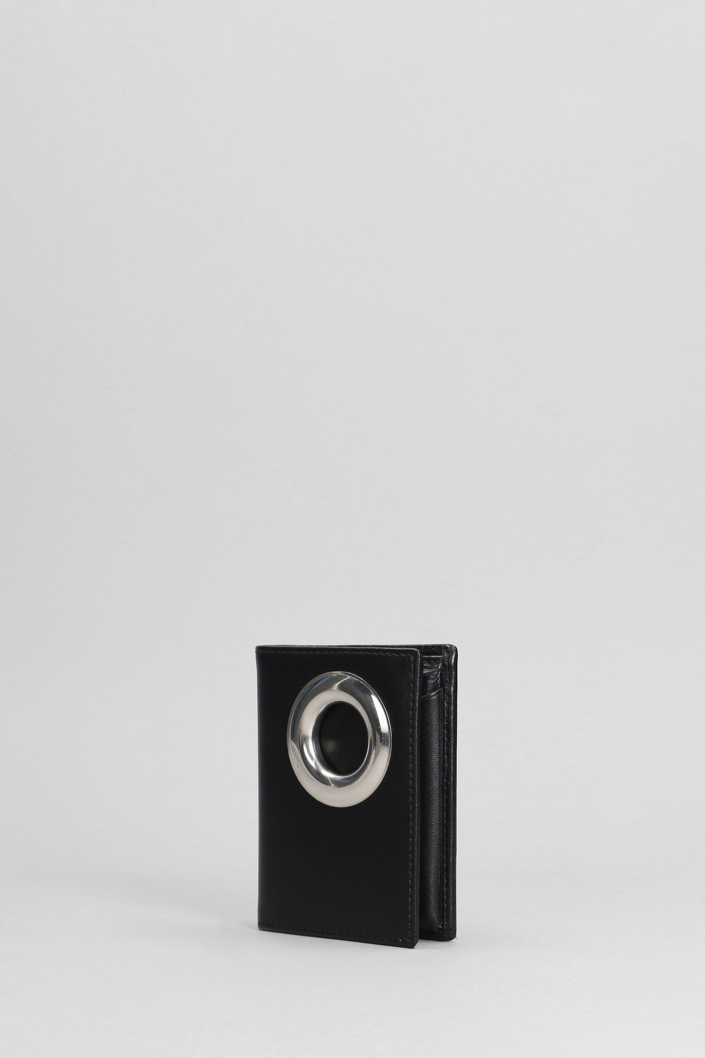 Comme Des Garçons Wallet In Black Leather In Animal Print