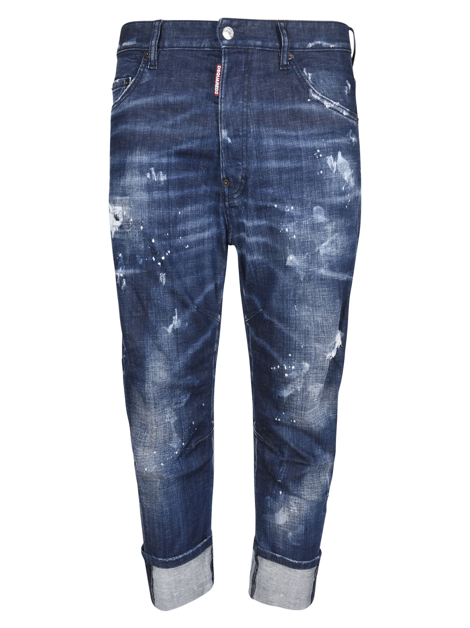 Dsquared2 Folded Cuff Distressed Detail Jeans