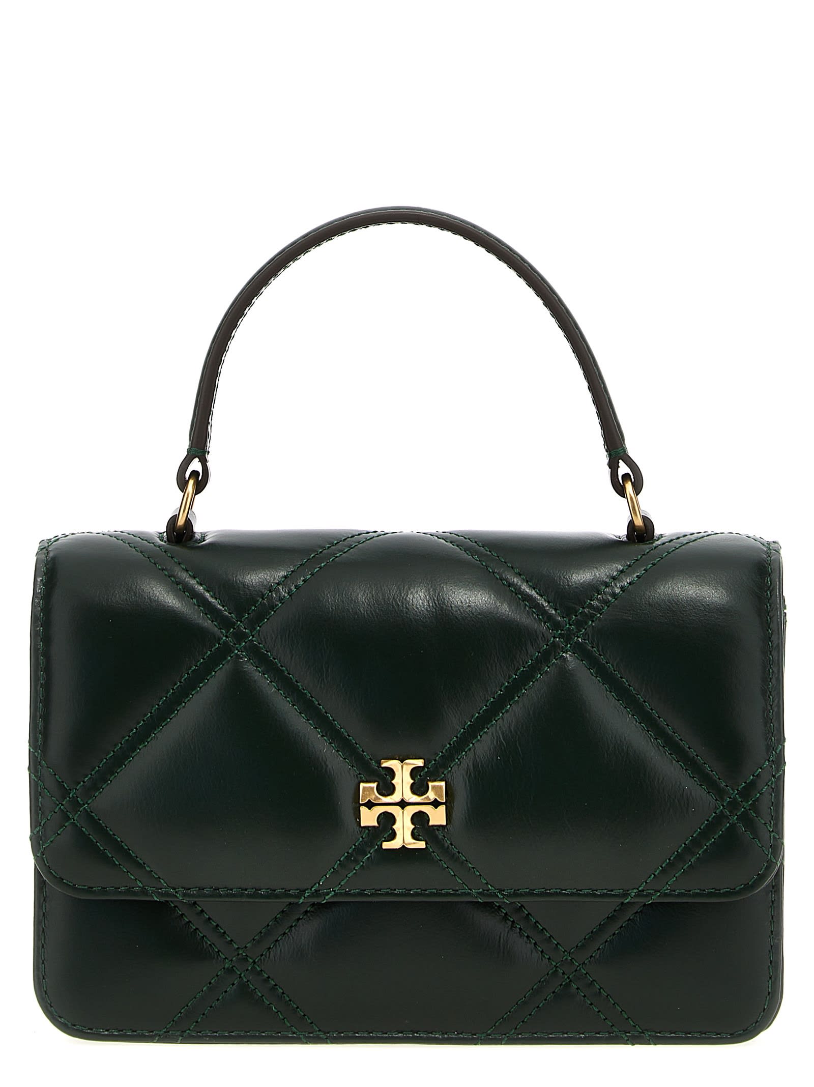 Shop Tory Burch Kira Diamond Quilt Mini Hand Bag In Green