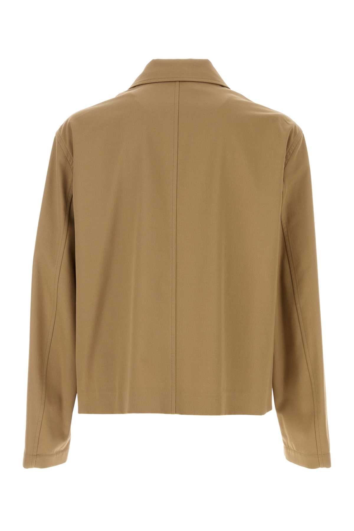 Loewe Cotton Jacket With Contrast Pocket And Front Pockets In Neutral