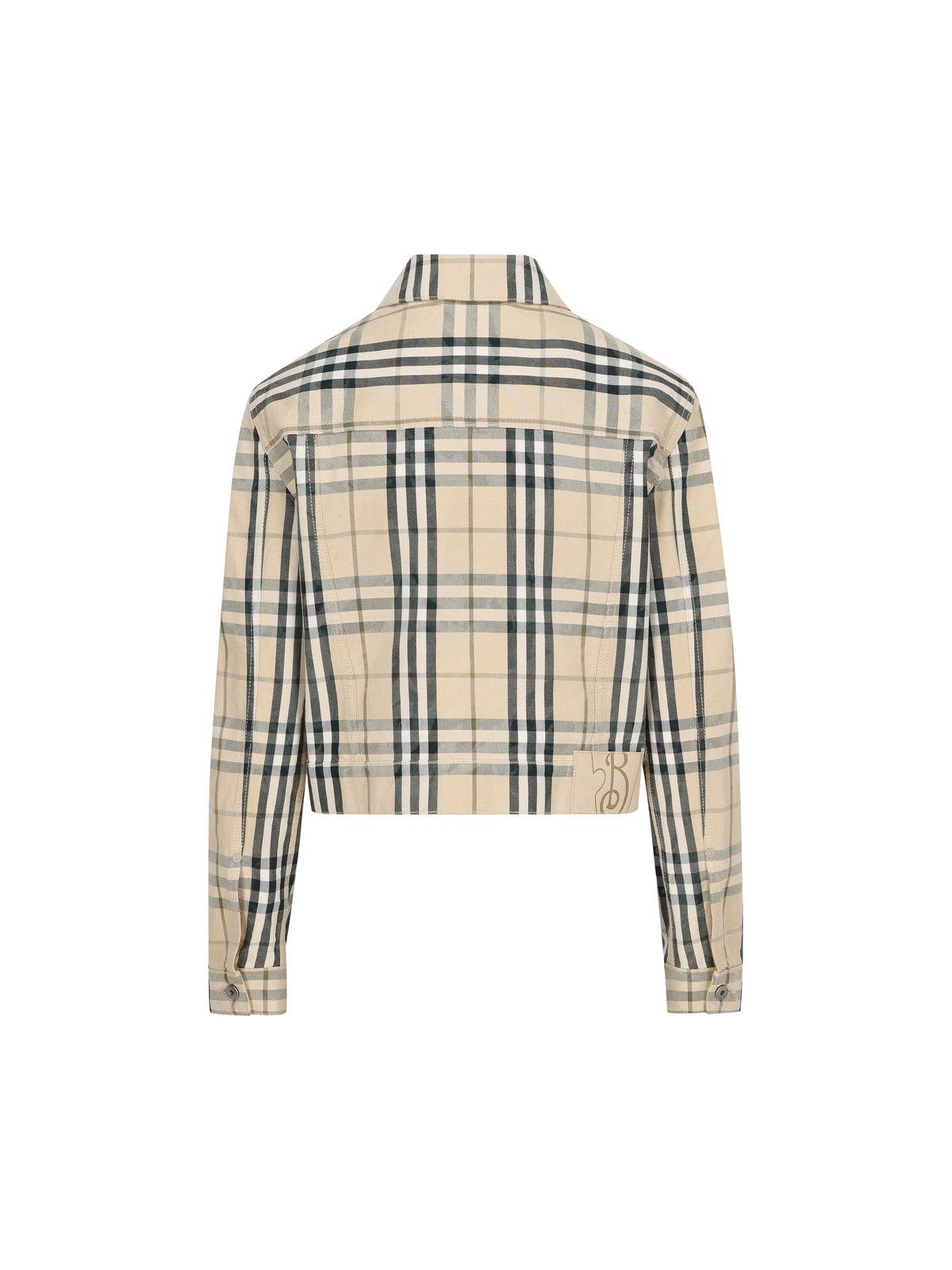 Burberry Check Pattern Cropped Jacket In Grainipcheck
