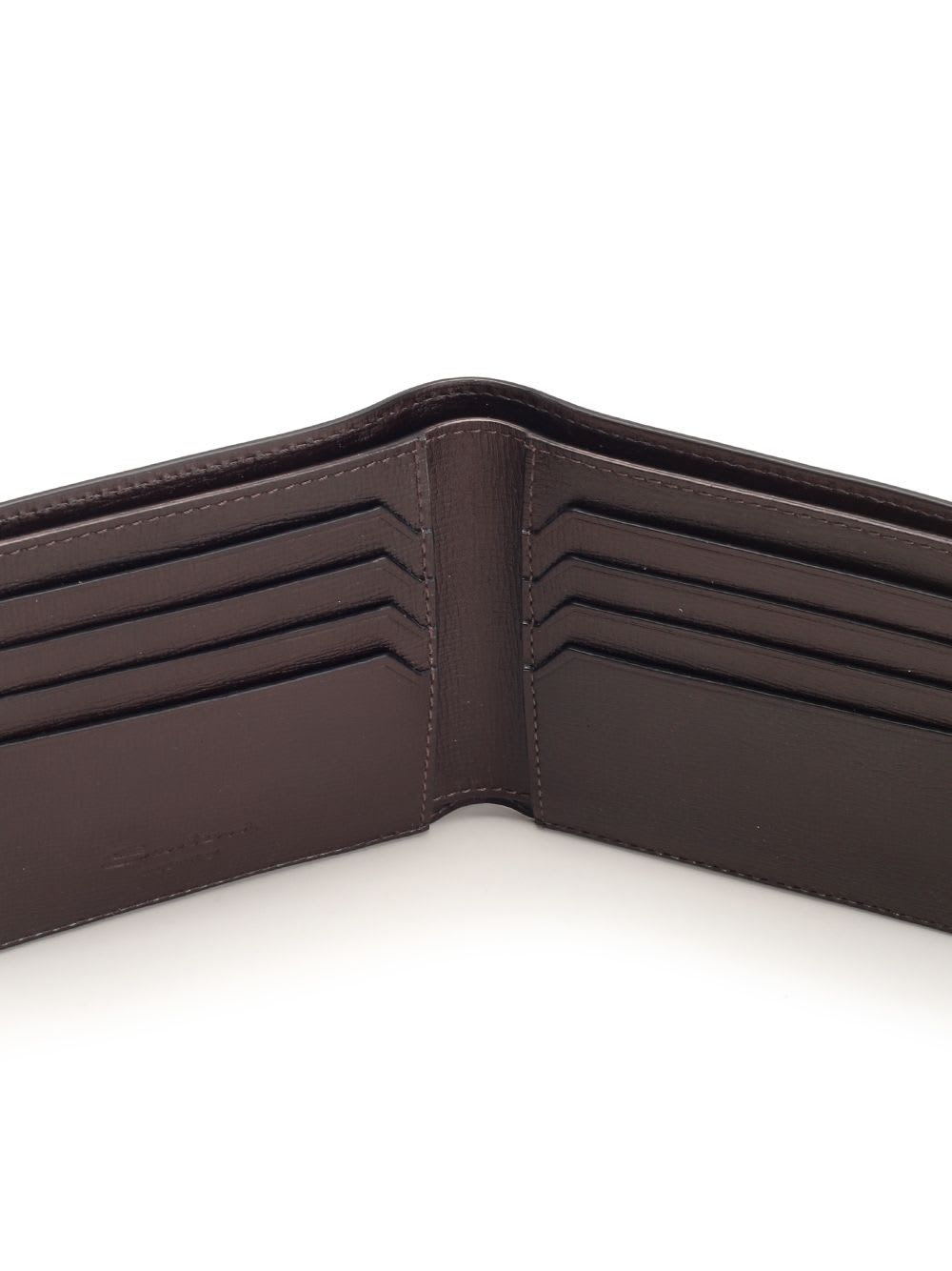 Shop Santoni Brown Leather Wallet